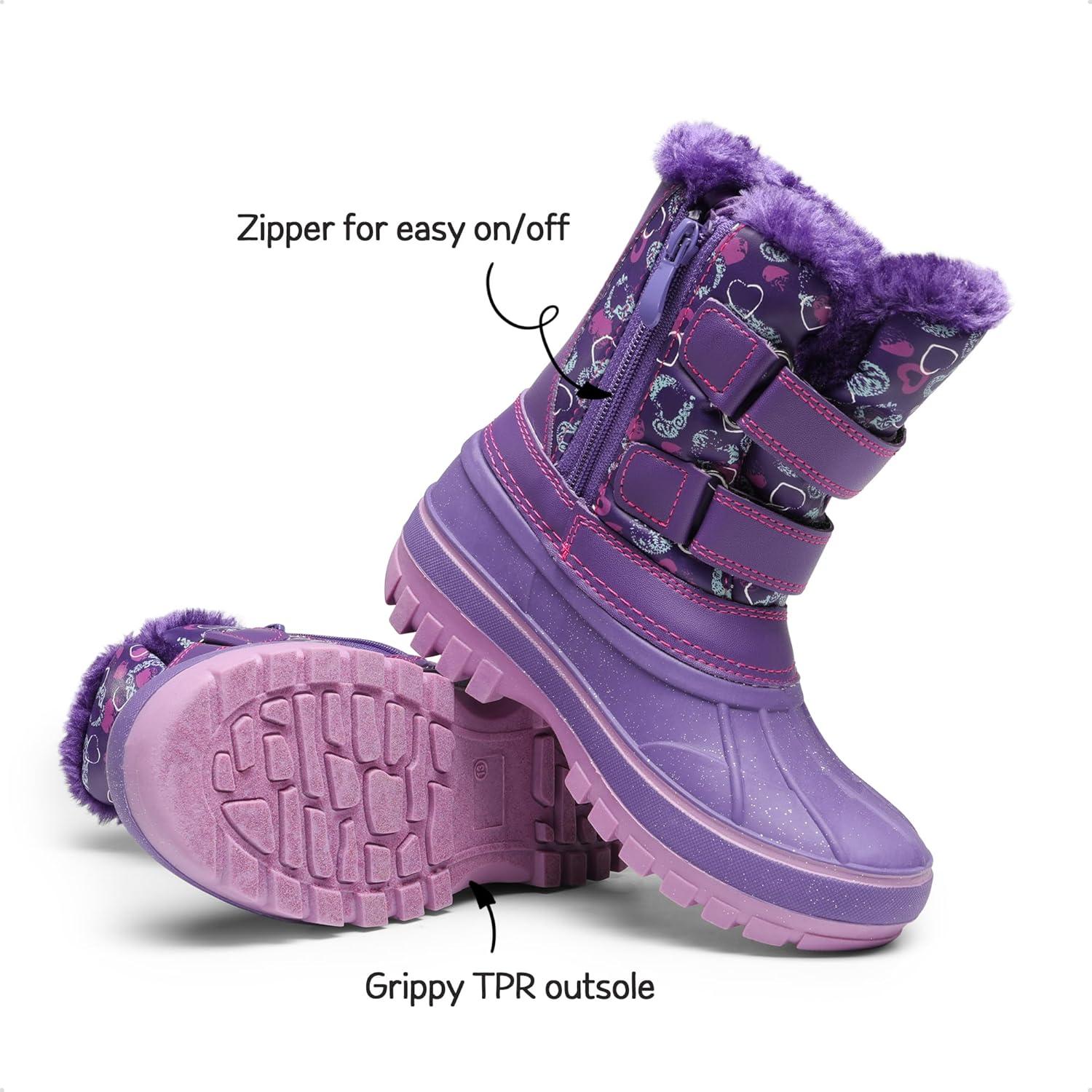 imageDREAM PAIRS Boys Girls Snow Boots WaterResistant Outdoor Sport Warm Cozy AntiSlip Cute Ankle Winter Shoes for ToddlerLittleBig KidPurple