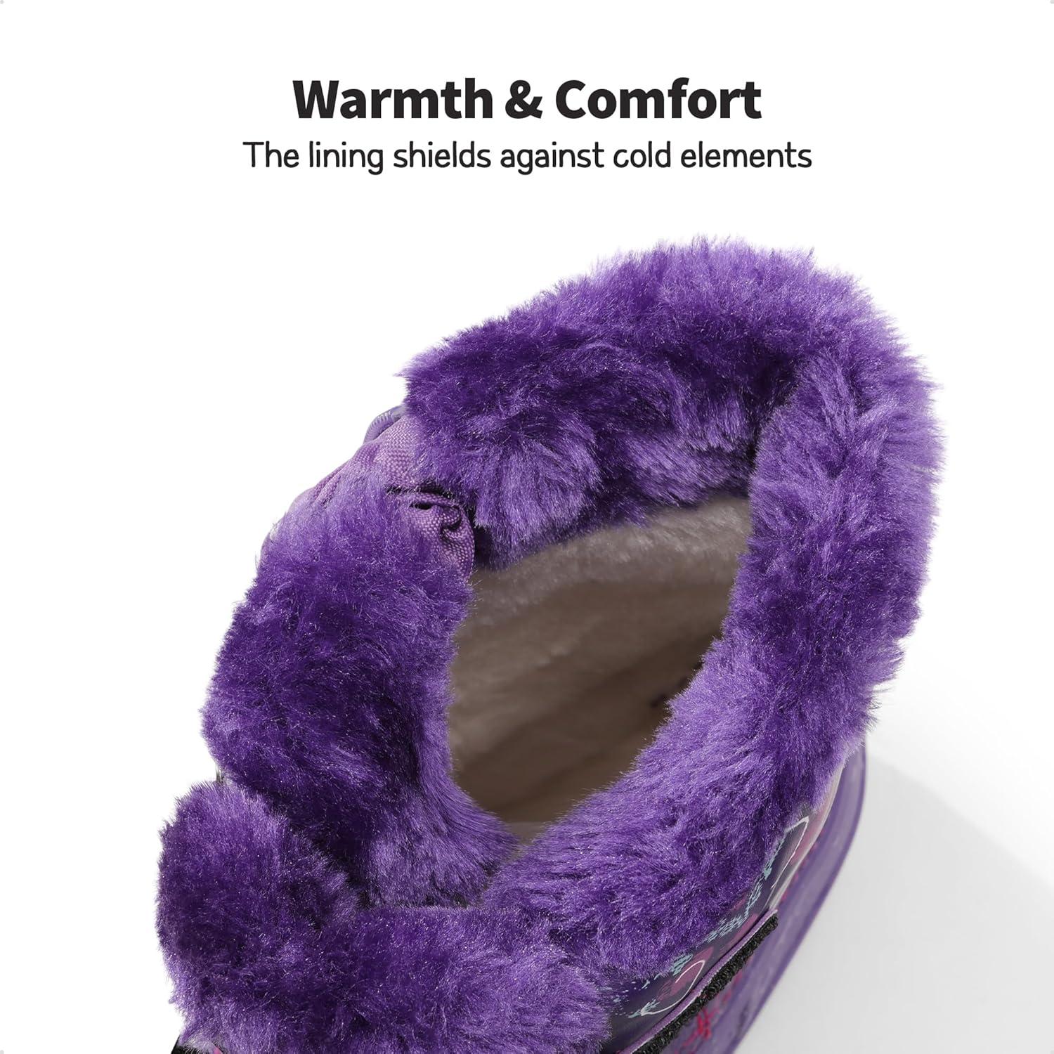 imageDREAM PAIRS Boys Girls Snow Boots WaterResistant Outdoor Sport Warm Cozy AntiSlip Cute Ankle Winter Shoes for ToddlerLittleBig KidPurple