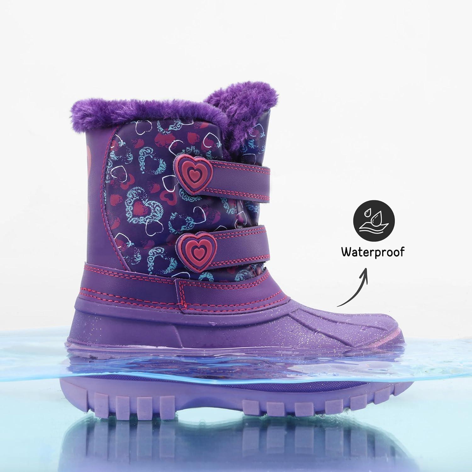 imageDREAM PAIRS Boys Girls Snow Boots WaterResistant Outdoor Sport Warm Cozy AntiSlip Cute Ankle Winter Shoes for ToddlerLittleBig KidPurple