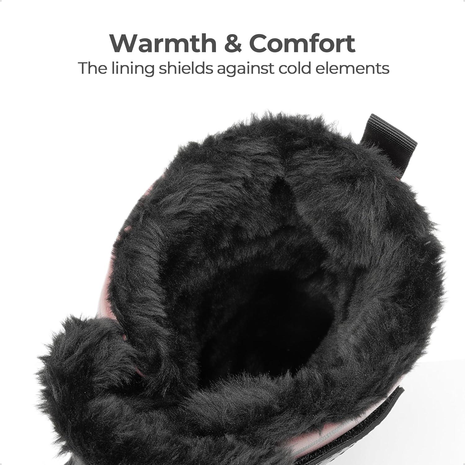 imageDREAM PAIRS Boys Girls Snow Boots WaterResistant Outdoor Sport Warm Cozy AntiSlip Cute Ankle Winter Shoes for ToddlerLittleBig KidRedBlack