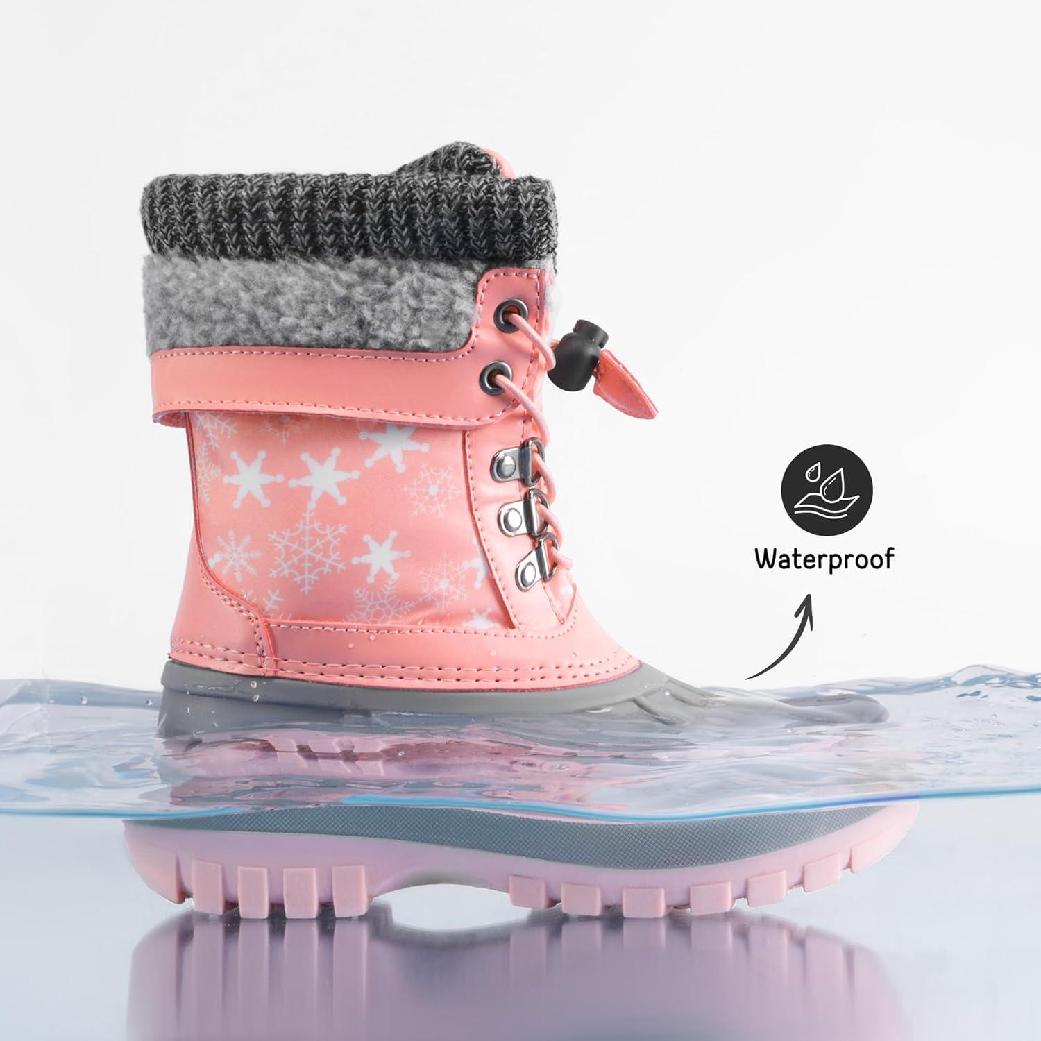 imageDREAM PAIRS Boys Girls Snow Boots WaterResistant Outdoor Warm Cozy AntiSlip Mid Calf Faux Fur Lining Insulated Winter Shoes for LittleBig KidsPink