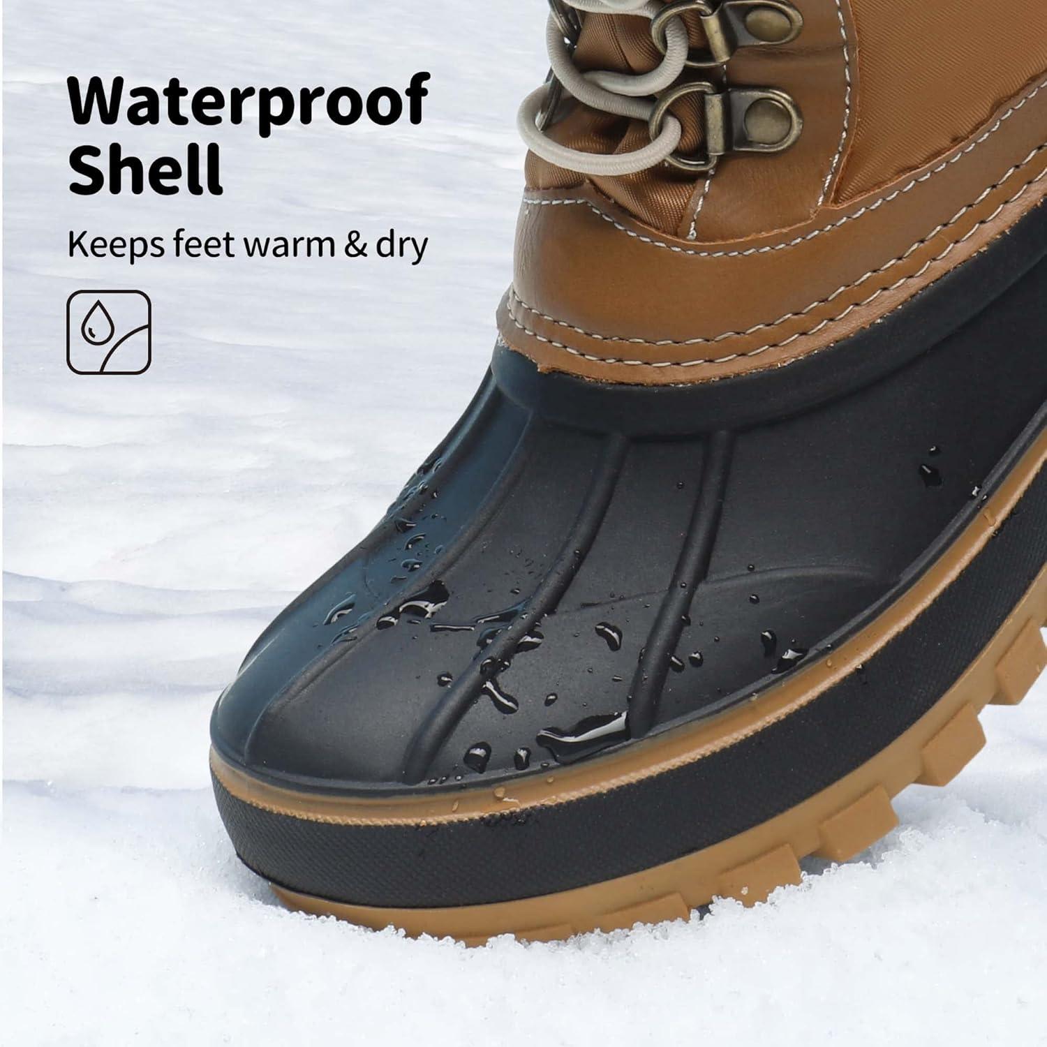 imageDREAM PAIRS Boys Girls Snow Boots WaterResistant Outdoor Warm Cozy AntiSlip Mid Calf Faux Fur Lining Insulated Winter Shoes for LittleBig KidsTan