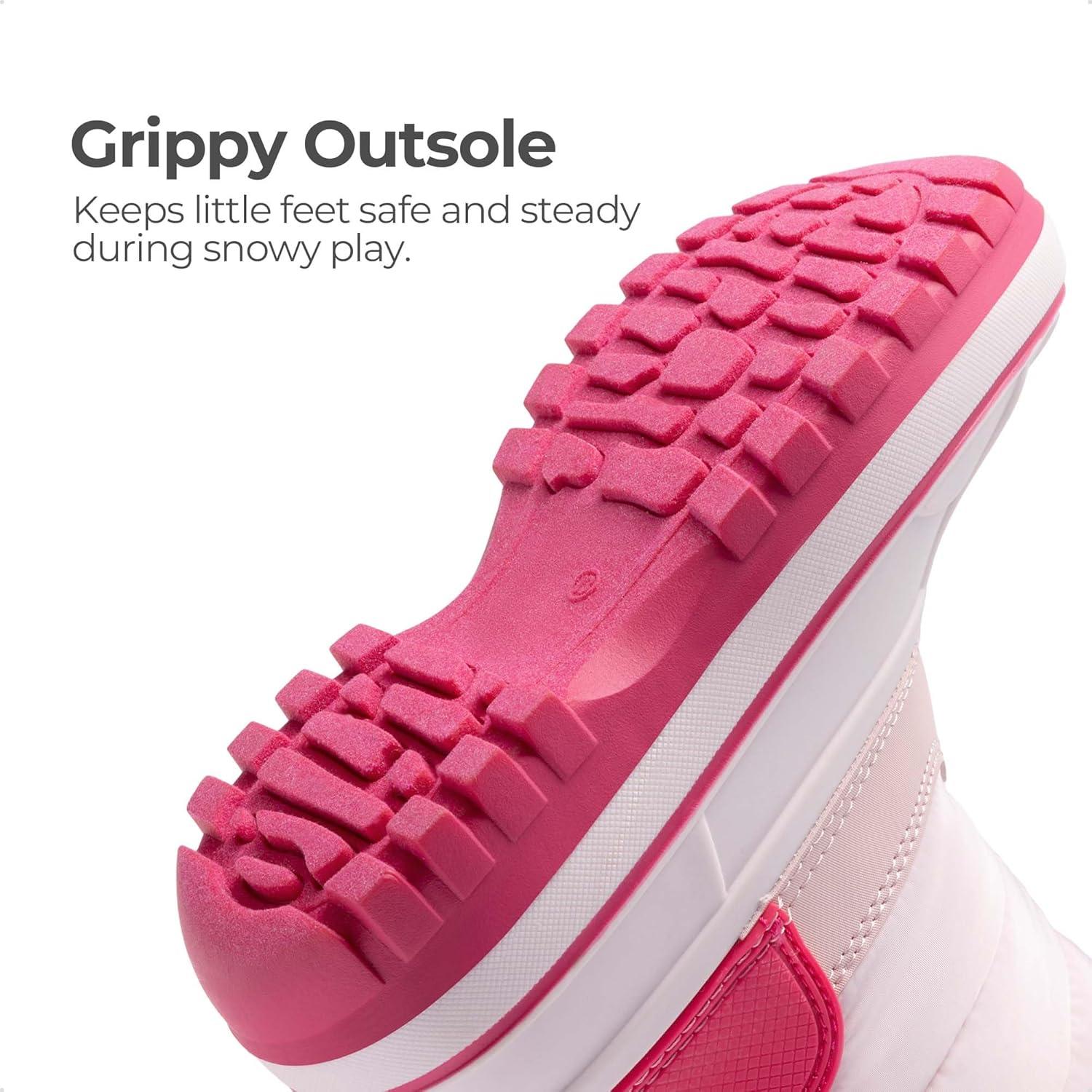 imageDREAM PAIRS Boys Girls Snow Boots WaterResistant Outdoor Warm Cozy AntiSlip Mid Calf Faux Fur Lining Winter Shoes for ToddlerLittleBig KidsPink