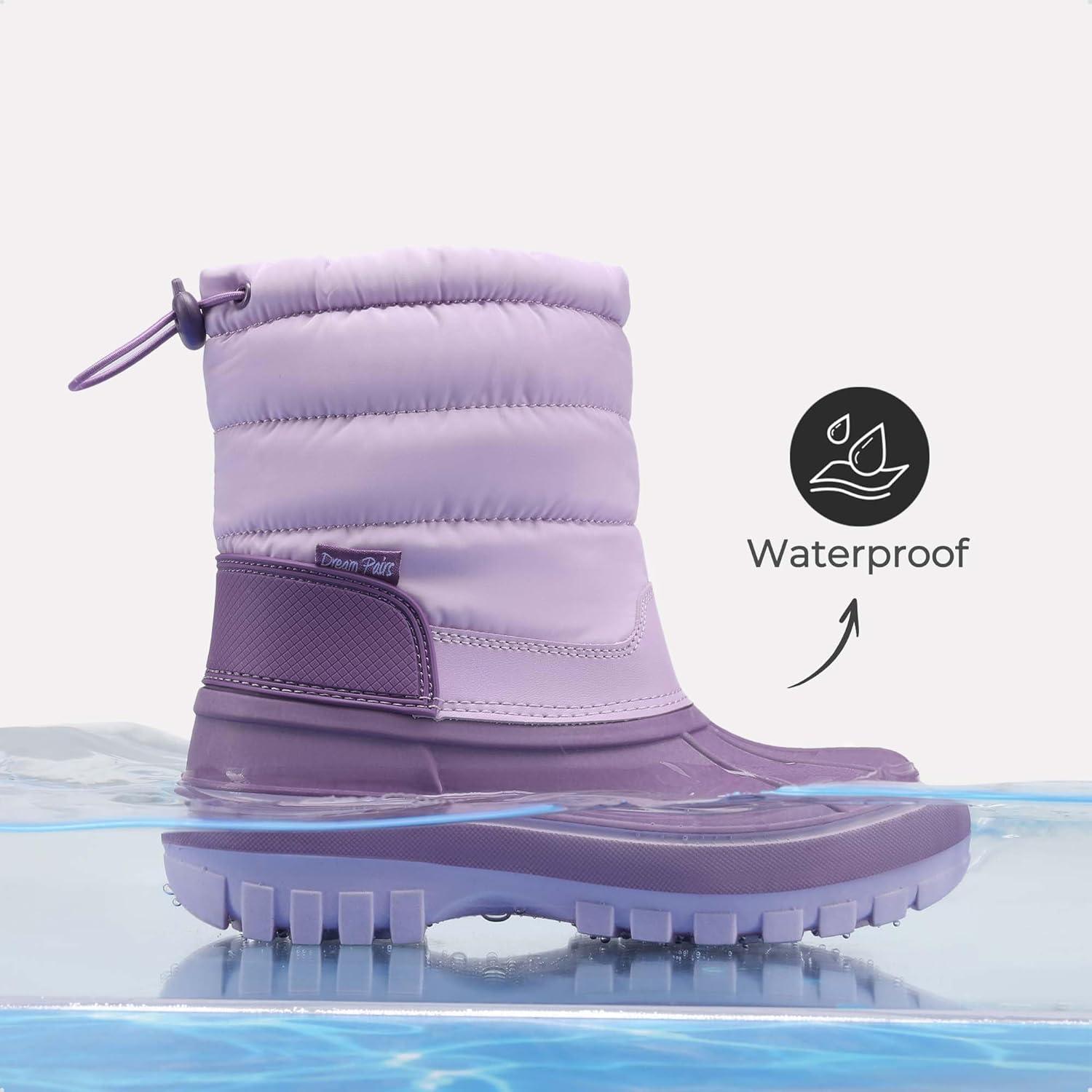 imageDREAM PAIRS Boys Girls Snow Boots WaterResistant Outdoor Warm Cozy AntiSlip Mid Calf Faux Fur Lining Winter Shoes for ToddlerLittleBig KidsPurple