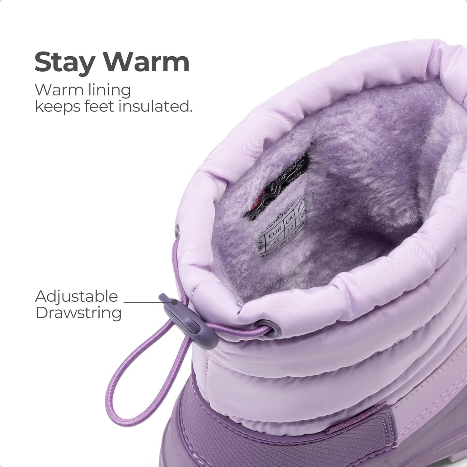 imageDREAM PAIRS Boys Girls Snow Boots WaterResistant Outdoor Warm Cozy AntiSlip Mid Calf Faux Fur Lining Winter Shoes for ToddlerLittleBig KidsPurple