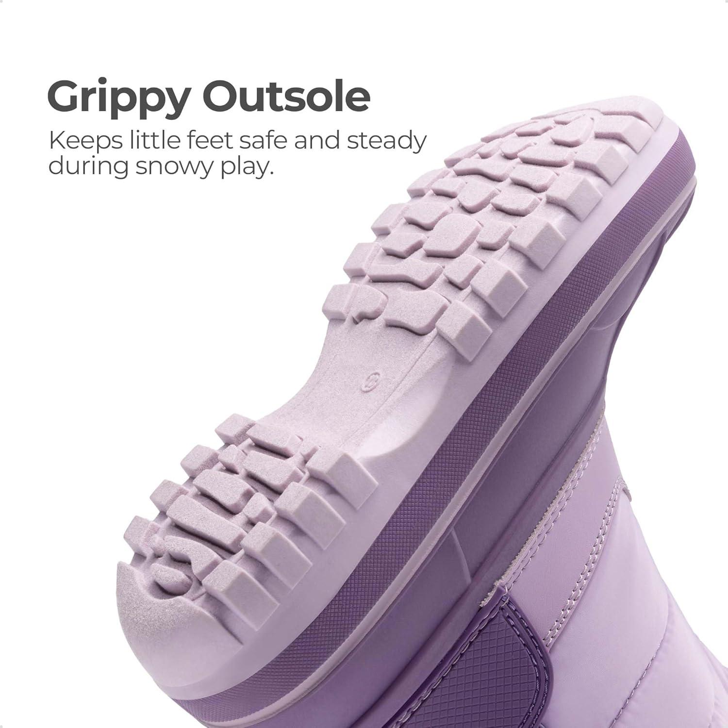 imageDREAM PAIRS Boys Girls Snow Boots WaterResistant Outdoor Warm Cozy AntiSlip Mid Calf Faux Fur Lining Winter Shoes for ToddlerLittleBig KidsPurple