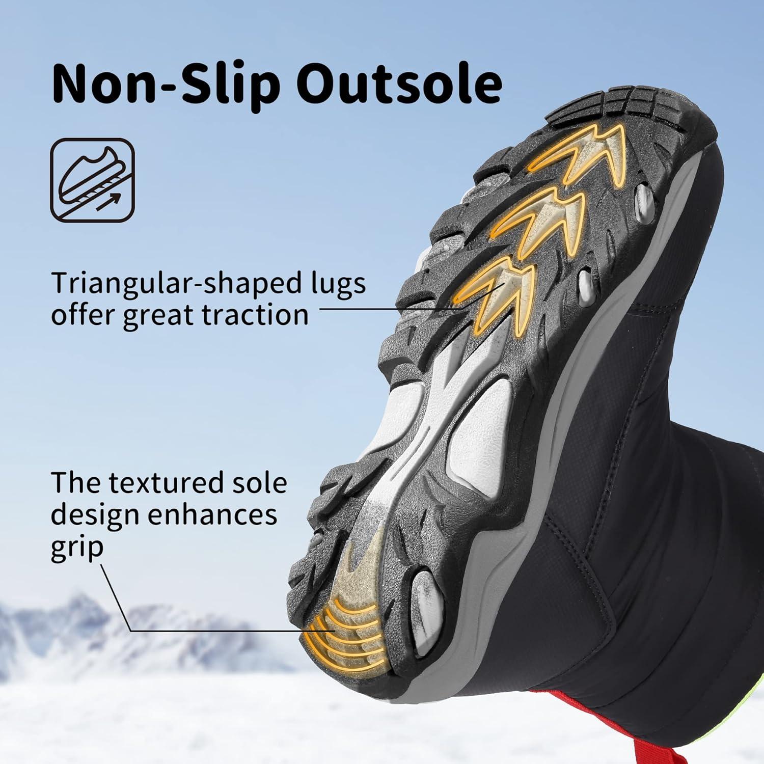 imageDREAM PAIRS Boys Girls Snow Boots Waterproof Hook and Loop Mid Calf Faux Fur Lining Winter Shoes for LittleBig KidsBlack