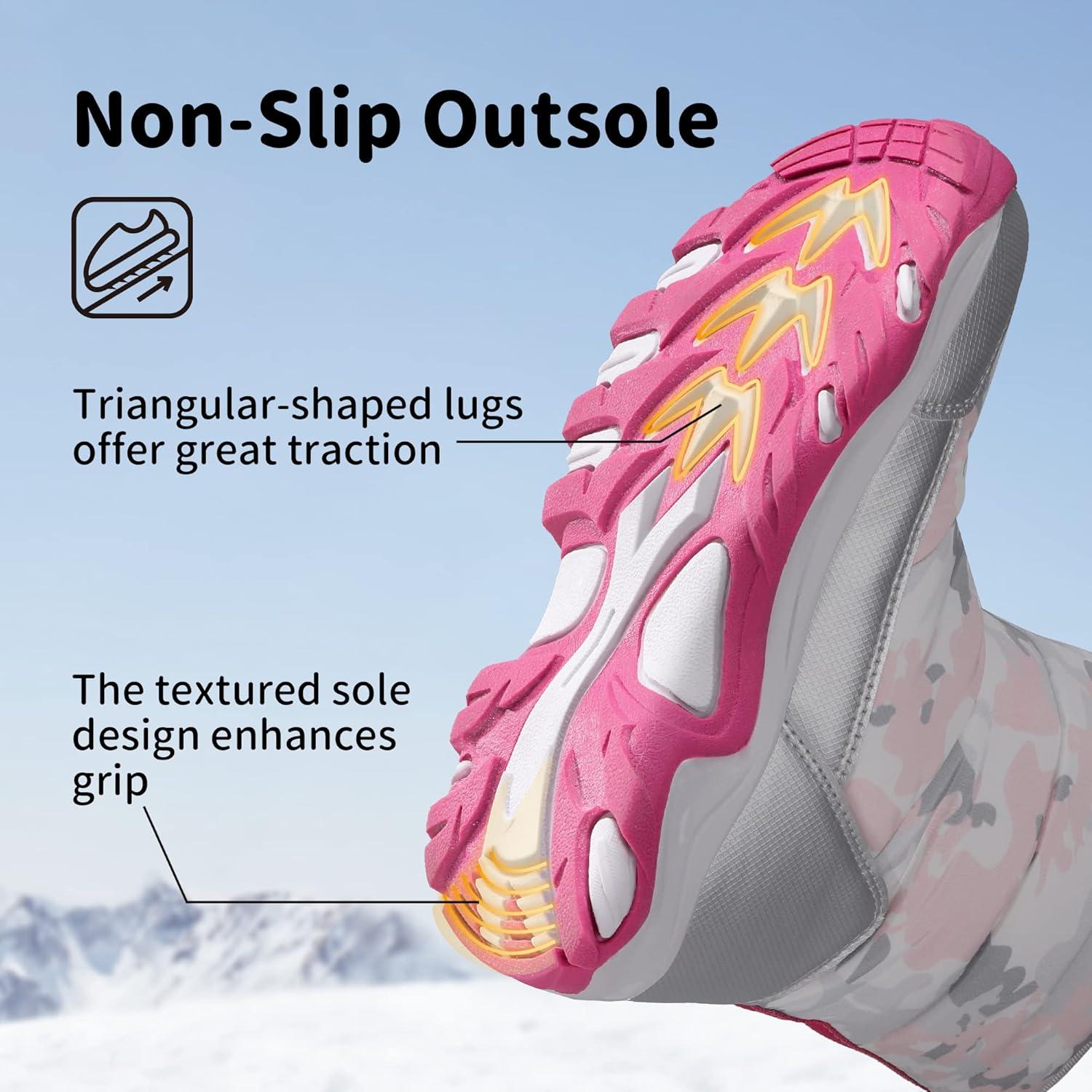 imageDREAM PAIRS Boys Girls Snow Boots Waterproof Hook and Loop Mid Calf Faux Fur Lining Winter Shoes for LittleBig KidsGrayWhiteRed