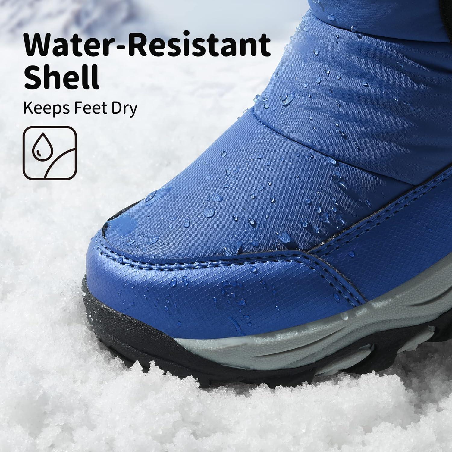 imageDREAM PAIRS Boys Girls Snow Boots Waterproof Hook and Loop Mid Calf Faux Fur Lining Winter Shoes for LittleBig KidsRoyal Blue