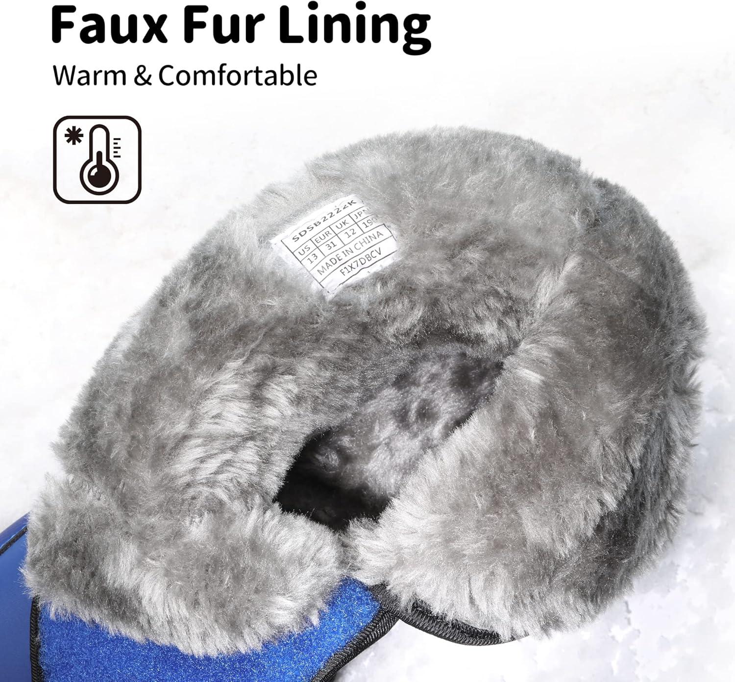 imageDREAM PAIRS Boys Girls Snow Boots Waterproof Hook and Loop Mid Calf Faux Fur Lining Winter Shoes for LittleBig KidsRoyal Blue