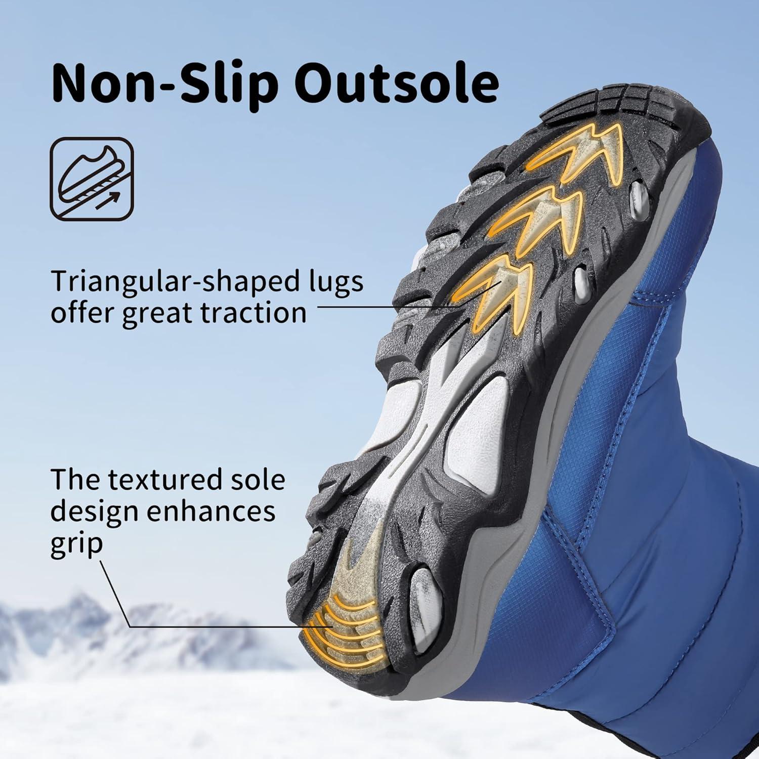 imageDREAM PAIRS Boys Girls Snow Boots Waterproof Hook and Loop Mid Calf Faux Fur Lining Winter Shoes for LittleBig KidsRoyal Blue