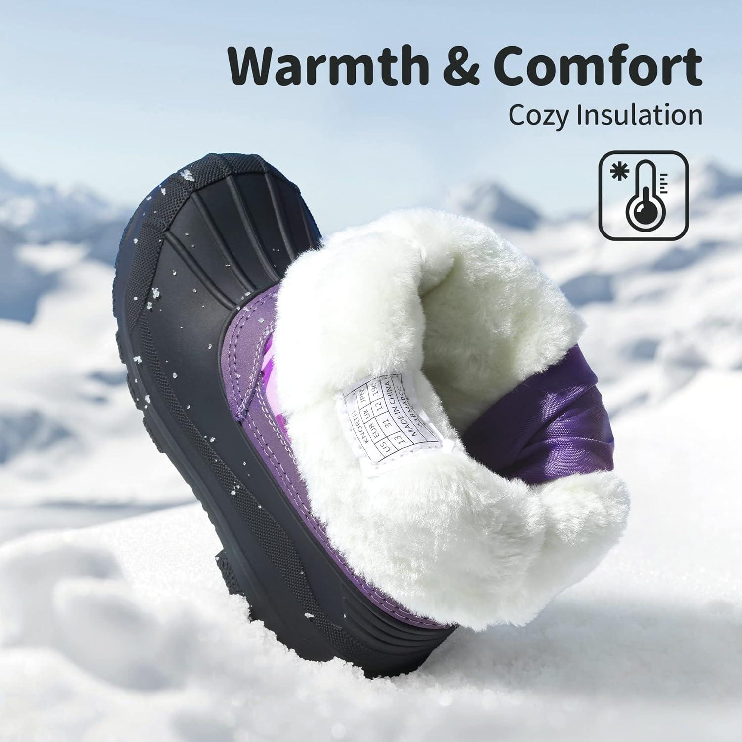 imageDREAM PAIRS Boys Girls Snow Boots Waterproof Outdoor Warm Cozy AntiSlip Mid Calf Faux Fur Lining Winter Shoes for LittleBig KidsBerry