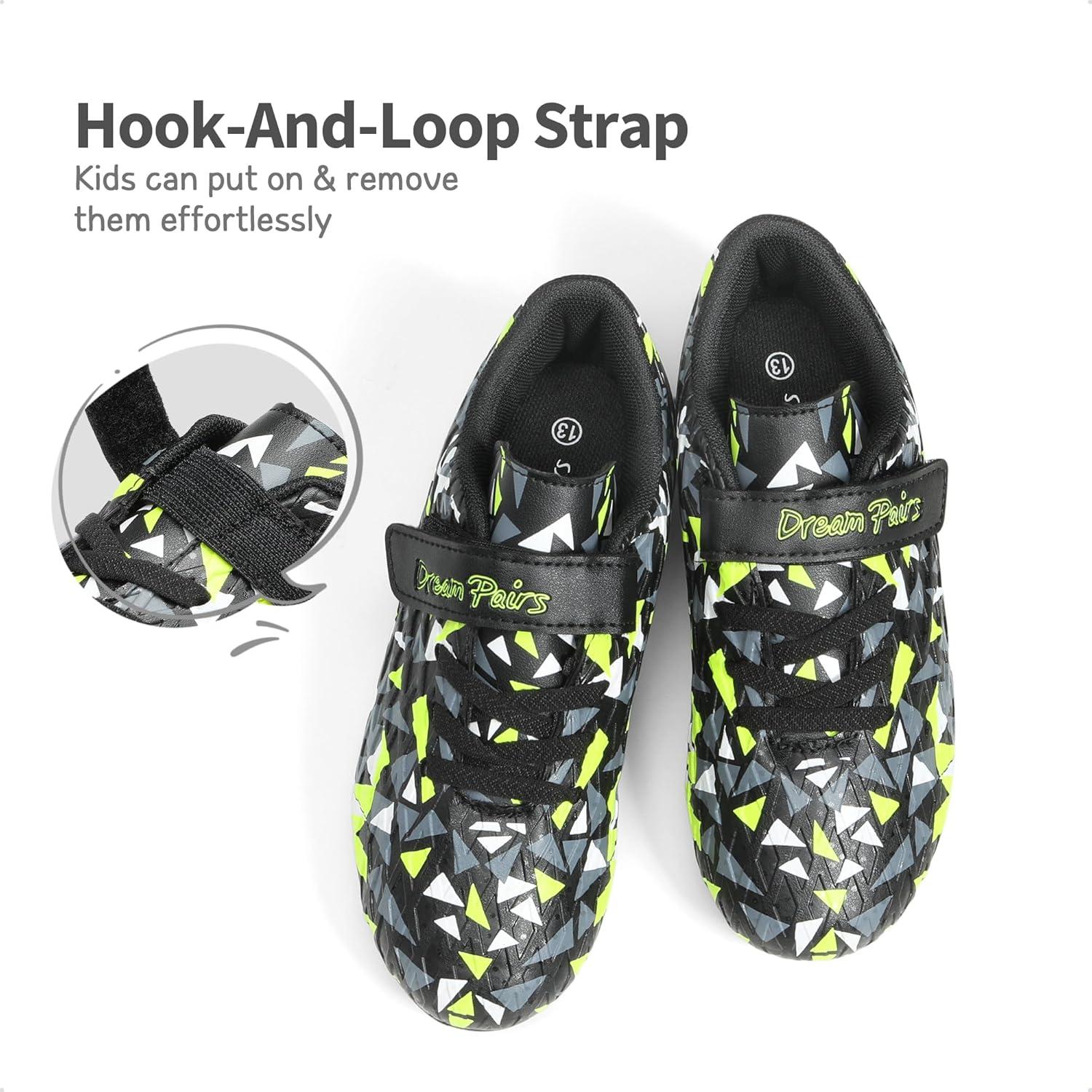 imageDREAM PAIRS Boys Girls Soccer Cleats Kids Football Shoes for LittleBig KidBlackNeon Green