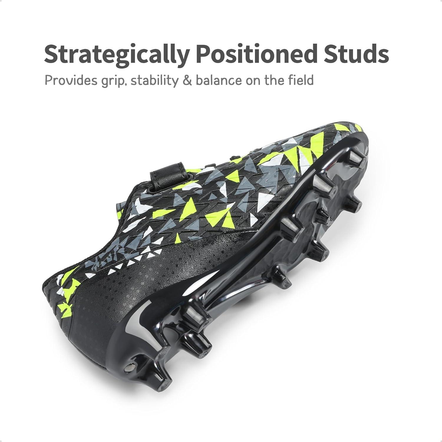 imageDREAM PAIRS Boys Girls Soccer Cleats Kids Football Shoes for LittleBig KidBlackNeon Green