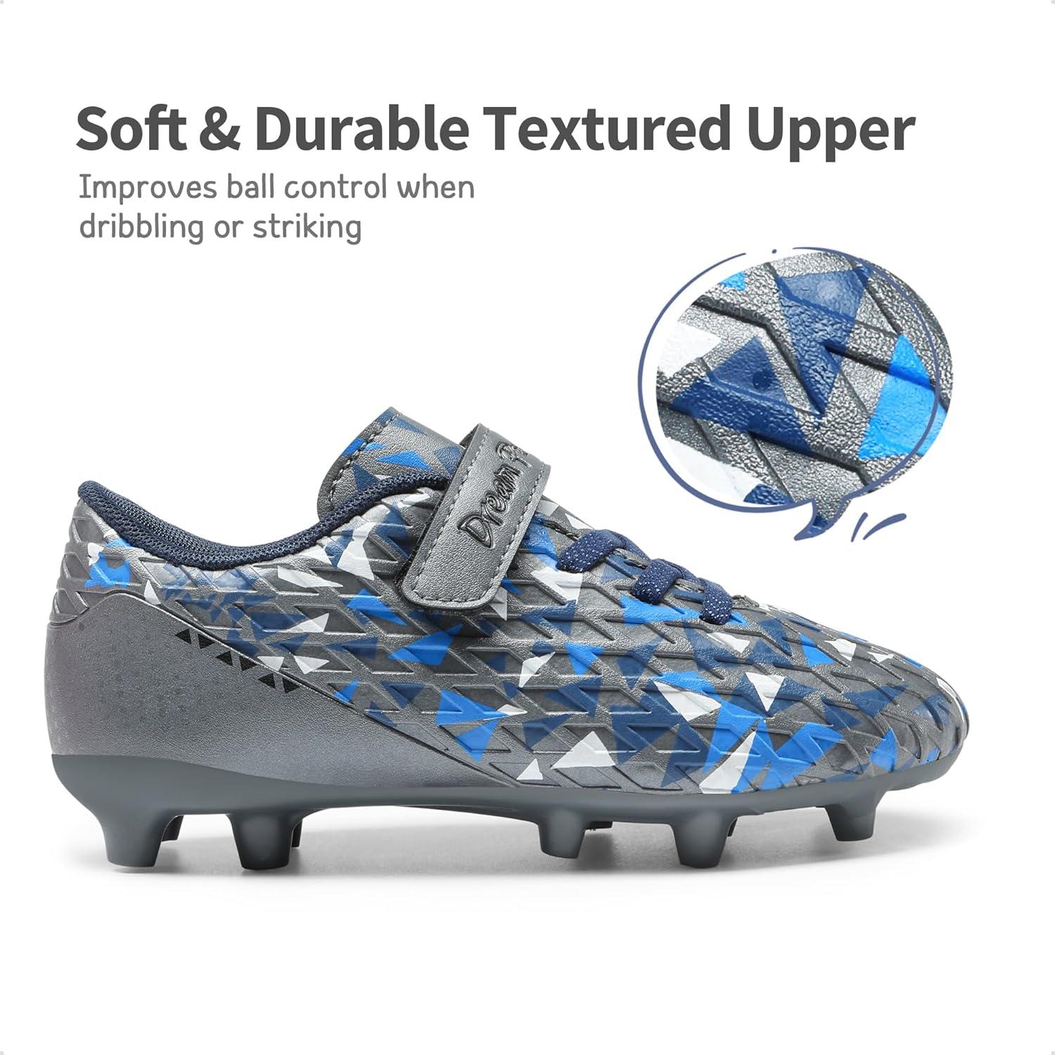 imageDREAM PAIRS Boys Girls Soccer Cleats Kids Football Shoes for LittleBig KidDark GreyRoyal Blue