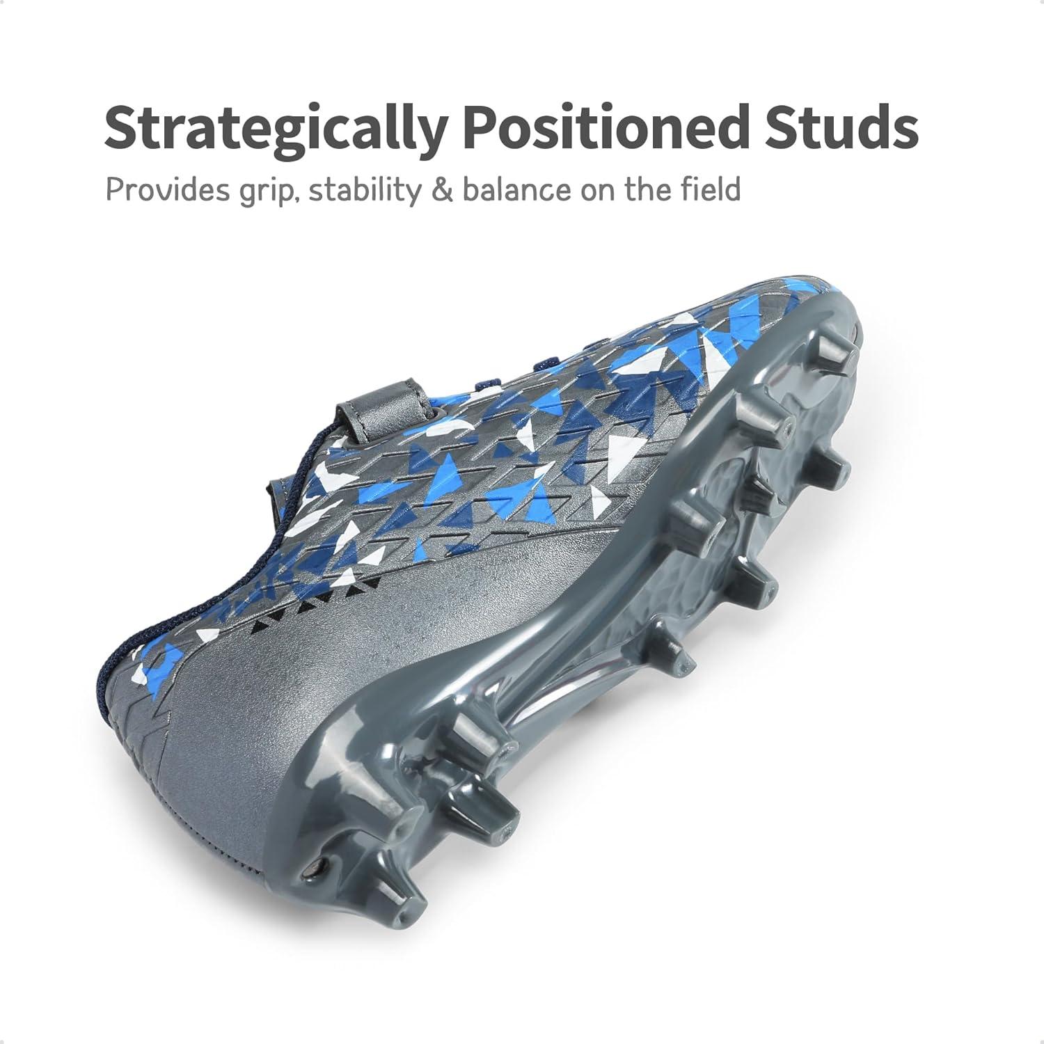 imageDREAM PAIRS Boys Girls Soccer Cleats Kids Football Shoes for LittleBig KidDark GreyRoyal Blue