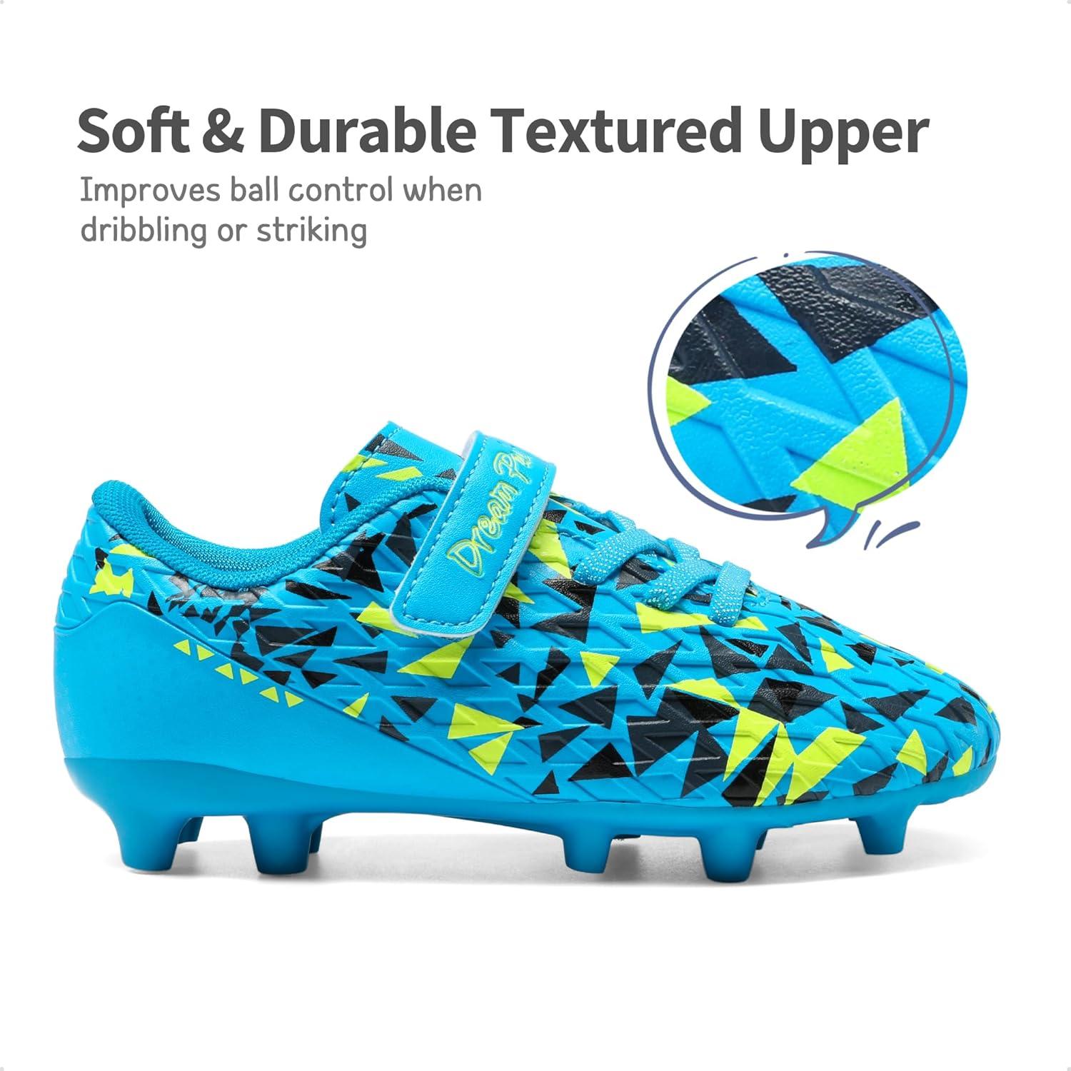 imageDREAM PAIRS Boys Girls Soccer Cleats Kids Football Shoes for LittleBig KidRoyal BlueNeon Green