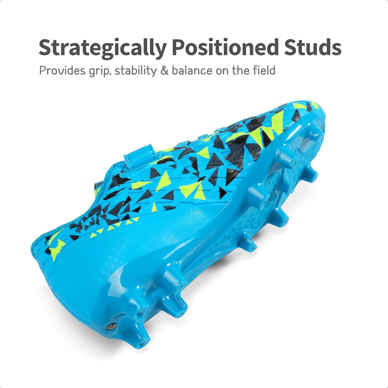 imageDREAM PAIRS Boys Girls Soccer Cleats Kids Football Shoes for LittleBig KidRoyal BlueNeon Green