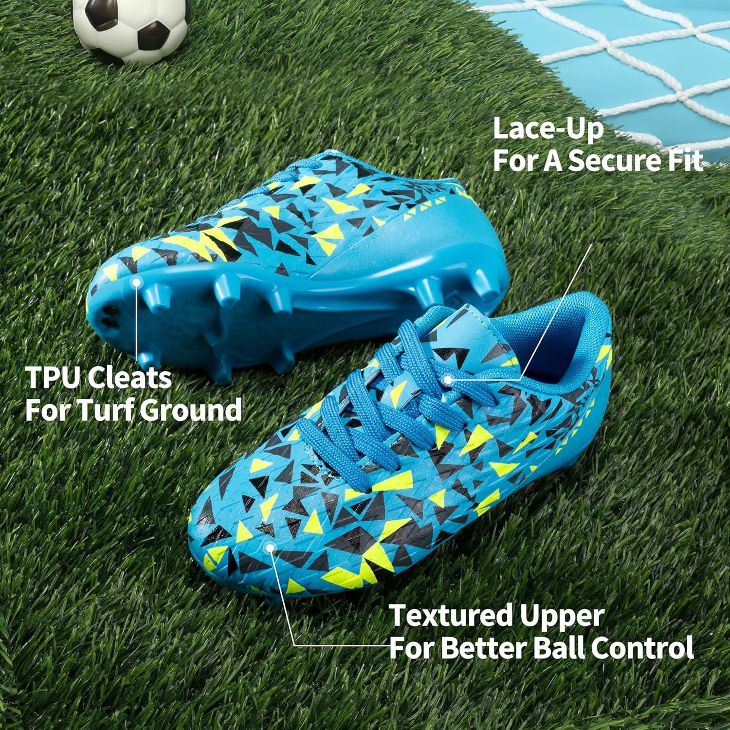 imageDREAM PAIRS Boys Girls Soccer Cleats Youth Firm Groud Athletic Outdoor Trainning Football Shoes for LittleBig KidRoyal BlueBlack