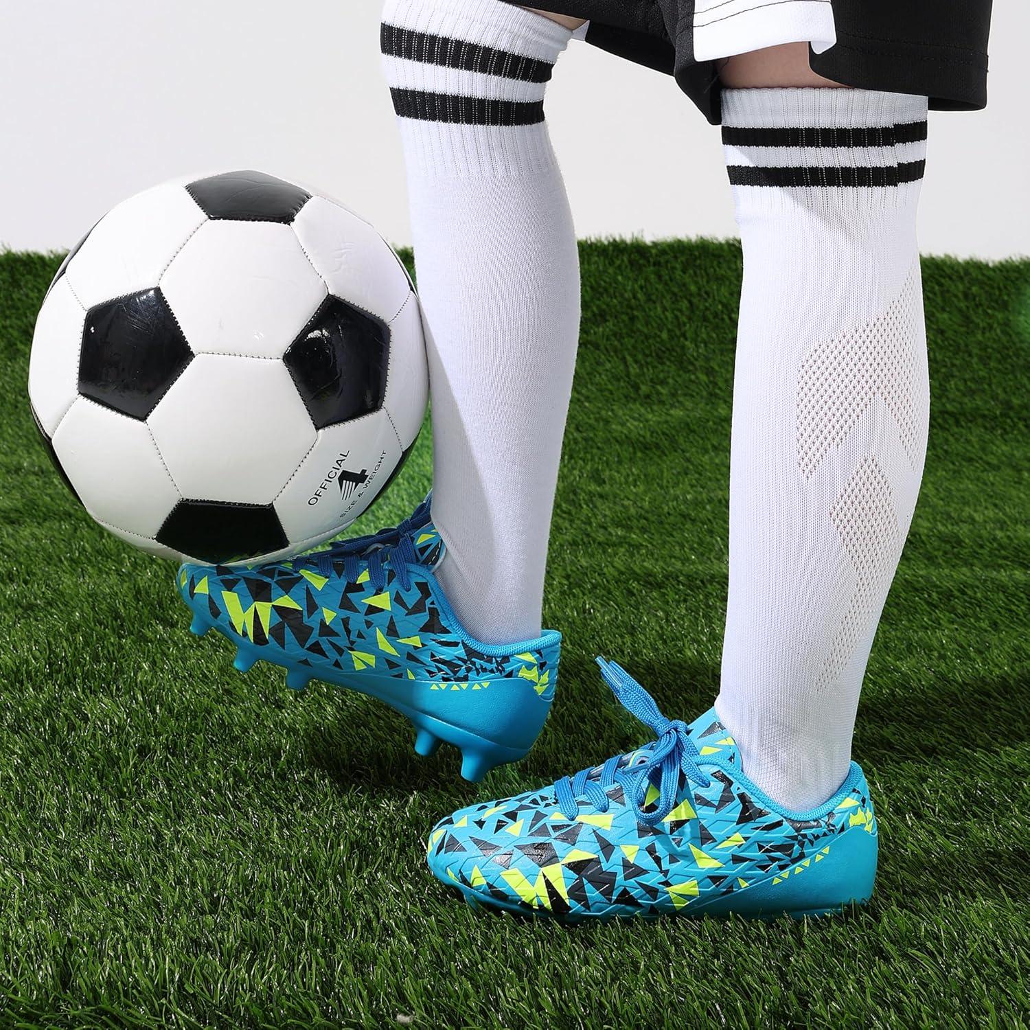 imageDREAM PAIRS Boys Girls Soccer Cleats Youth Firm Groud Athletic Outdoor Trainning Football Shoes for LittleBig KidRoyal BlueBlack