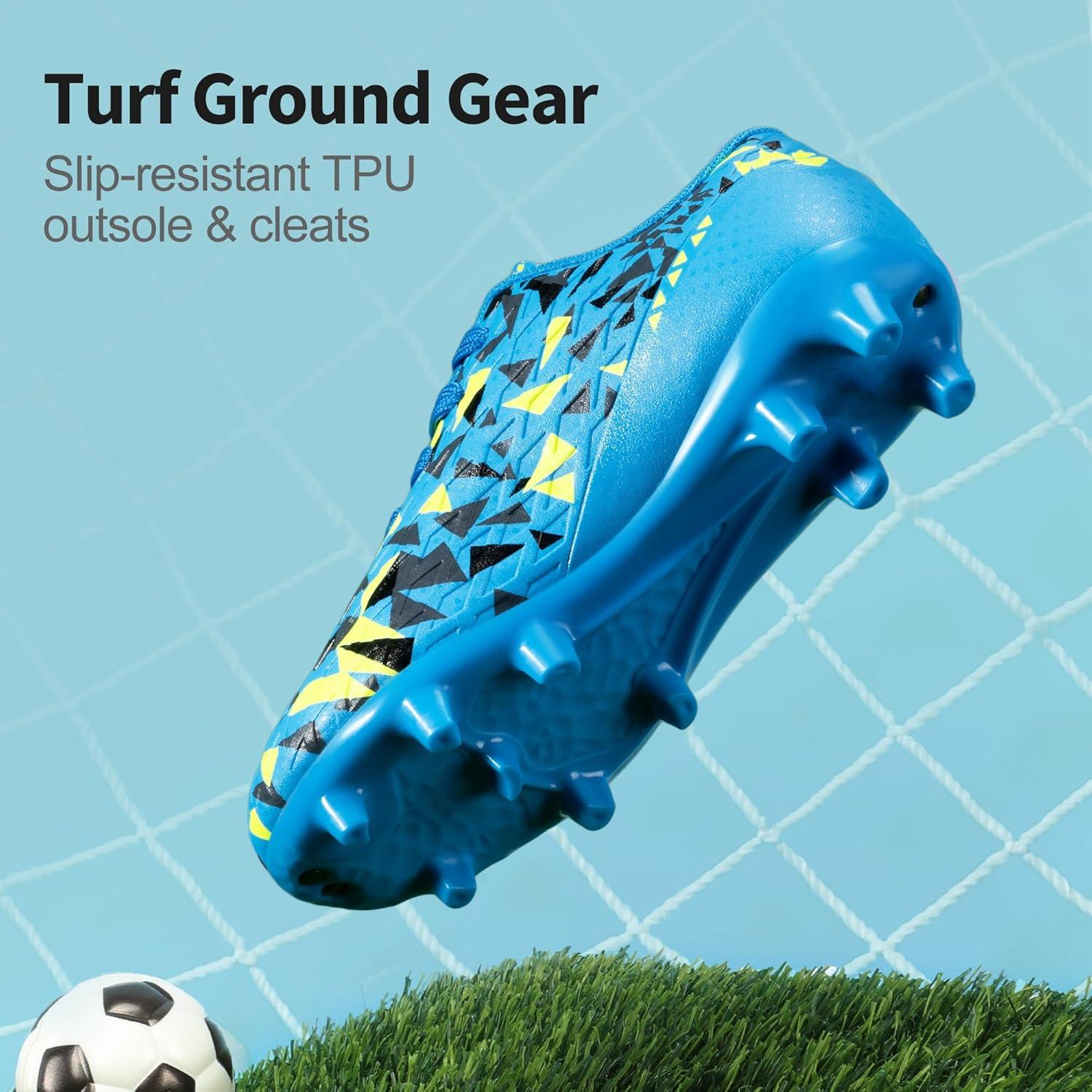 imageDREAM PAIRS Boys Girls Soccer Cleats Youth Firm Groud Athletic Outdoor Trainning Football Shoes for LittleBig KidRoyal BlueBlack