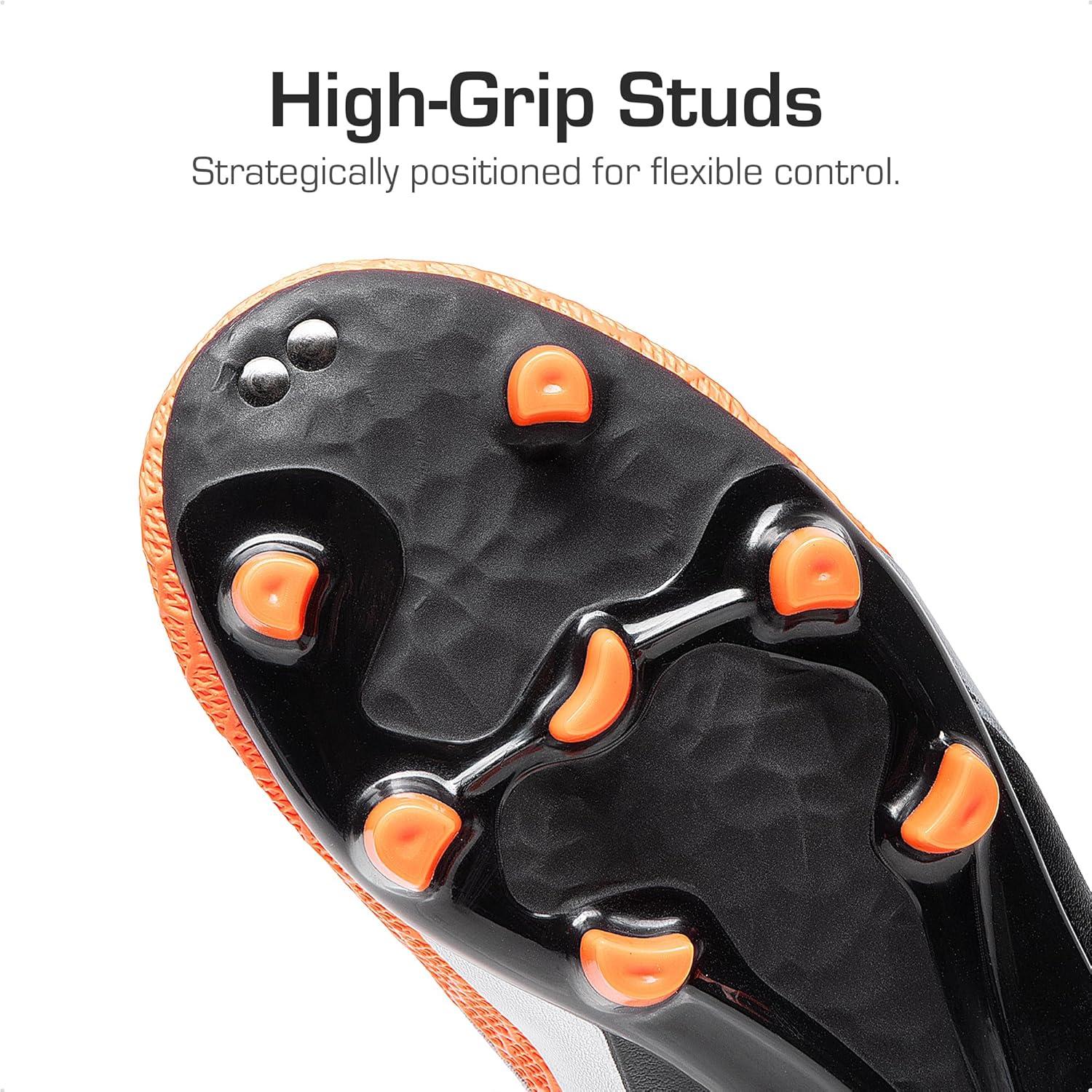 imageDREAM PAIRS Boys Girls Soccer Cleats Youth Firm Groud Outdoor Sport Athletic High Top Football Shoes for LittleBig KidBlackGreyOrange