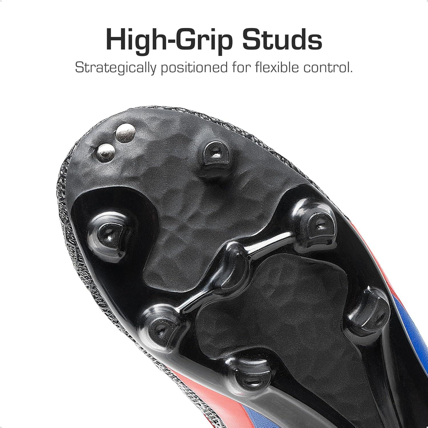 imageDREAM PAIRS Boys Girls Soccer Cleats Youth Firm Groud Outdoor Sport Athletic High Top Football Shoes for LittleBig KidBlackRoyal BlueRed