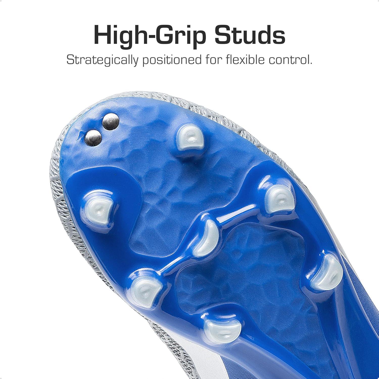 imageDREAM PAIRS Boys Girls Soccer Cleats Youth Firm Groud Outdoor Sport Athletic High Top Football Shoes for LittleBig KidBlueWhiteGrey