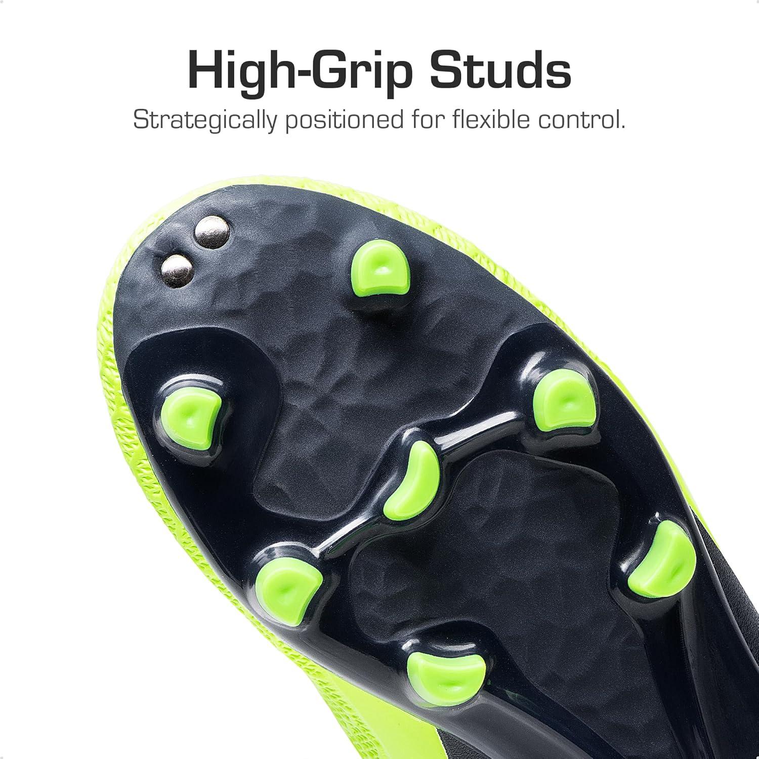 imageDREAM PAIRS Boys Girls Soccer Cleats Youth Firm Groud Outdoor Sport Athletic High Top Football Shoes for LittleBig KidDarkBlueNeonGreen