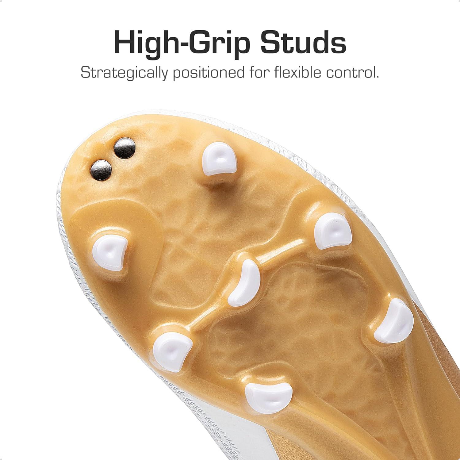 imageDREAM PAIRS Boys Girls Soccer Cleats Youth Firm Groud Outdoor Sport Athletic High Top Football Shoes for LittleBig KidGoldWhite