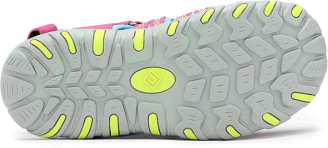 imageDREAM PAIRS Boys Girls Summer Outdoor Athletic Sport Sandals Hiking Beach Casual Closed Toe Adjustable Multicolor for ToddlerLittleBig KidsFuchsiaCyanNeonGreen