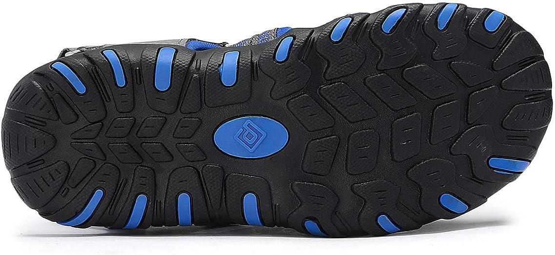 imageDREAM PAIRS Boys Girls Summer Outdoor Athletic Sport Sandals Hiking Beach Casual Closed Toe Adjustable Multicolor for ToddlerLittleBig KidsGreyRoyal