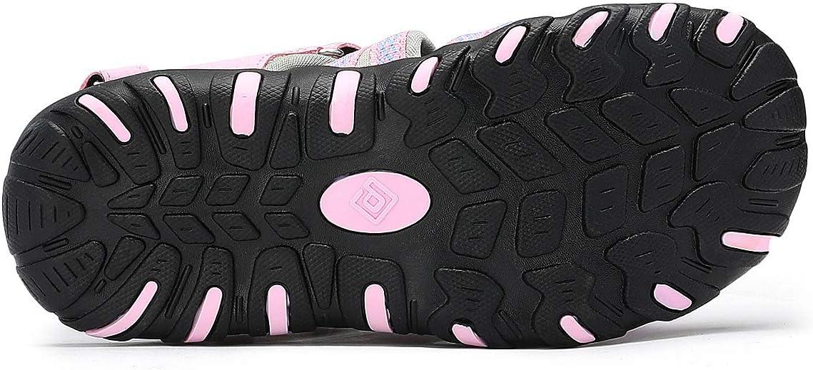 imageDREAM PAIRS Boys Girls Summer Outdoor Athletic Sport Sandals Hiking Beach Casual Closed Toe Adjustable Multicolor for ToddlerLittleBig KidsPinkGreyBlue