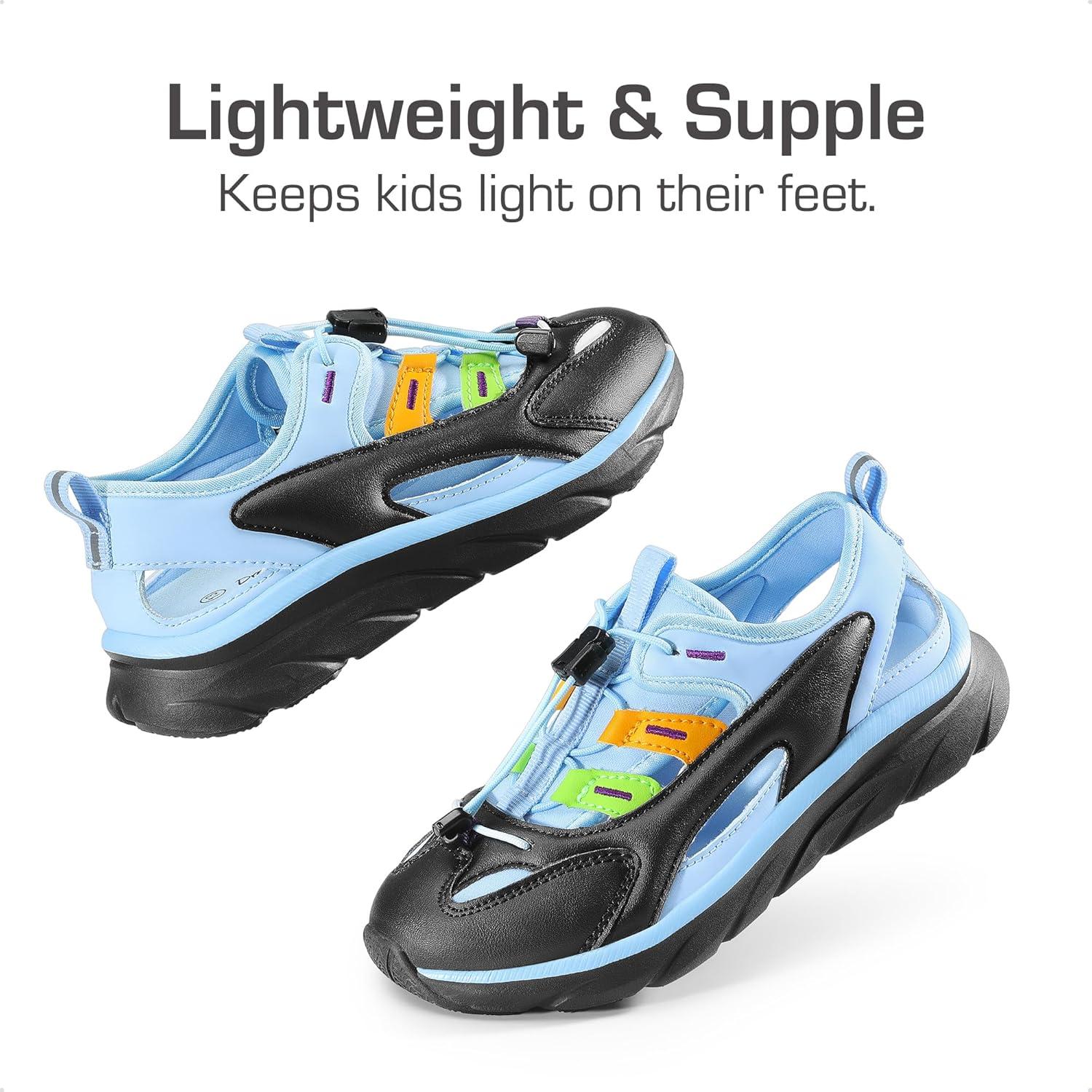 imageDREAM PAIRS Boys Girls Summer Outdoor Athletic Sport Sandals for LittleBig KidsBlueBlack