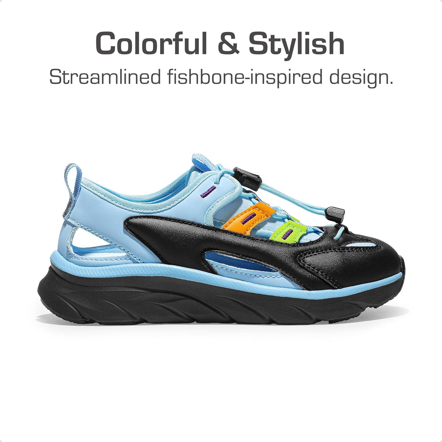imageDREAM PAIRS Boys Girls Summer Outdoor Athletic Sport Sandals for LittleBig KidsBlueBlack