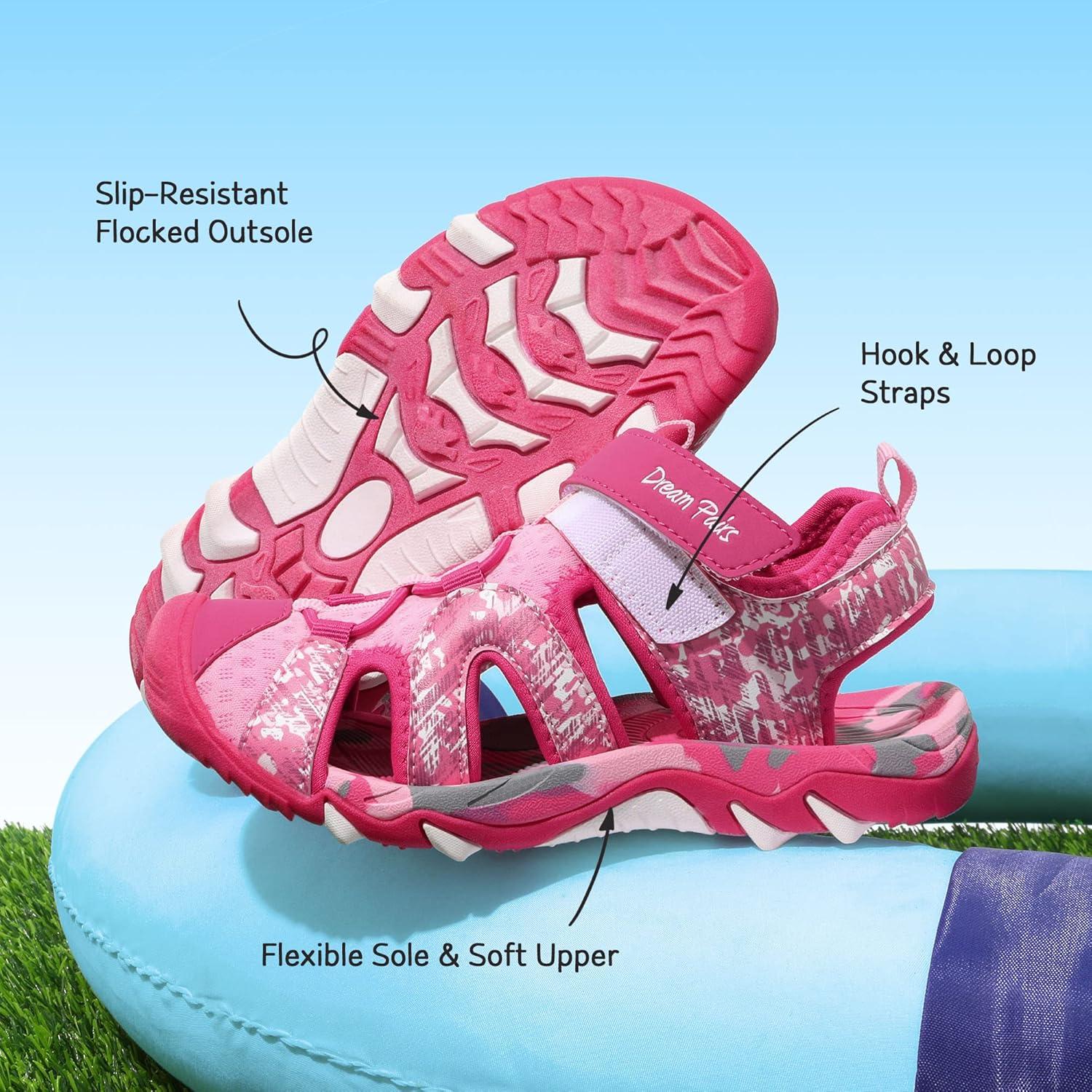imageDREAM PAIRS Boys Girls Summer Outdoor Athletic Sport Sandals for ToddlerLittleBig KidHot PinkPink