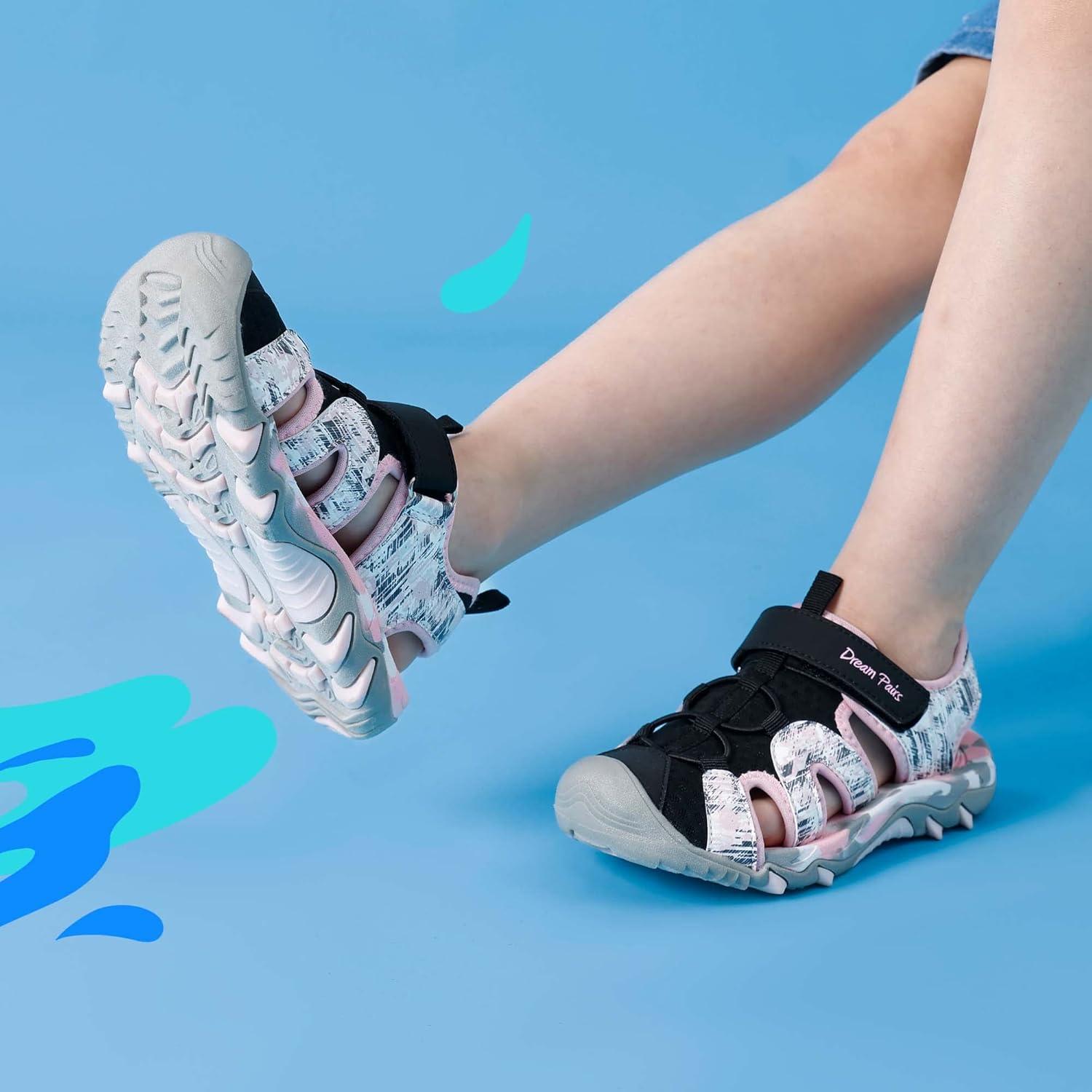 imageDREAM PAIRS Boys Girls Summer Outdoor Athletic Sport Sandals for ToddlerLittleBig KidPinkBlack