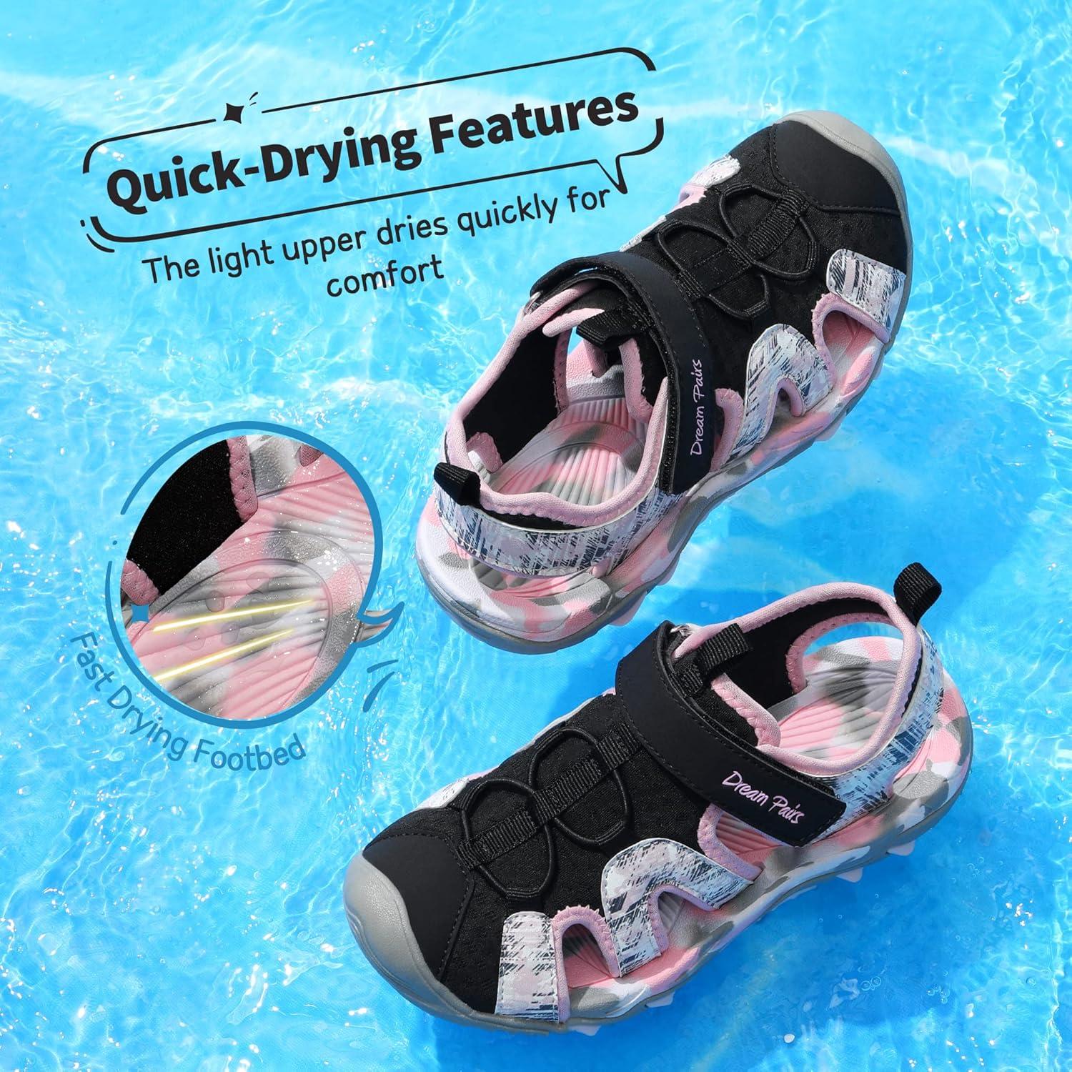 imageDREAM PAIRS Boys Girls Summer Outdoor Athletic Sport Sandals for ToddlerLittleBig KidPinkBlack