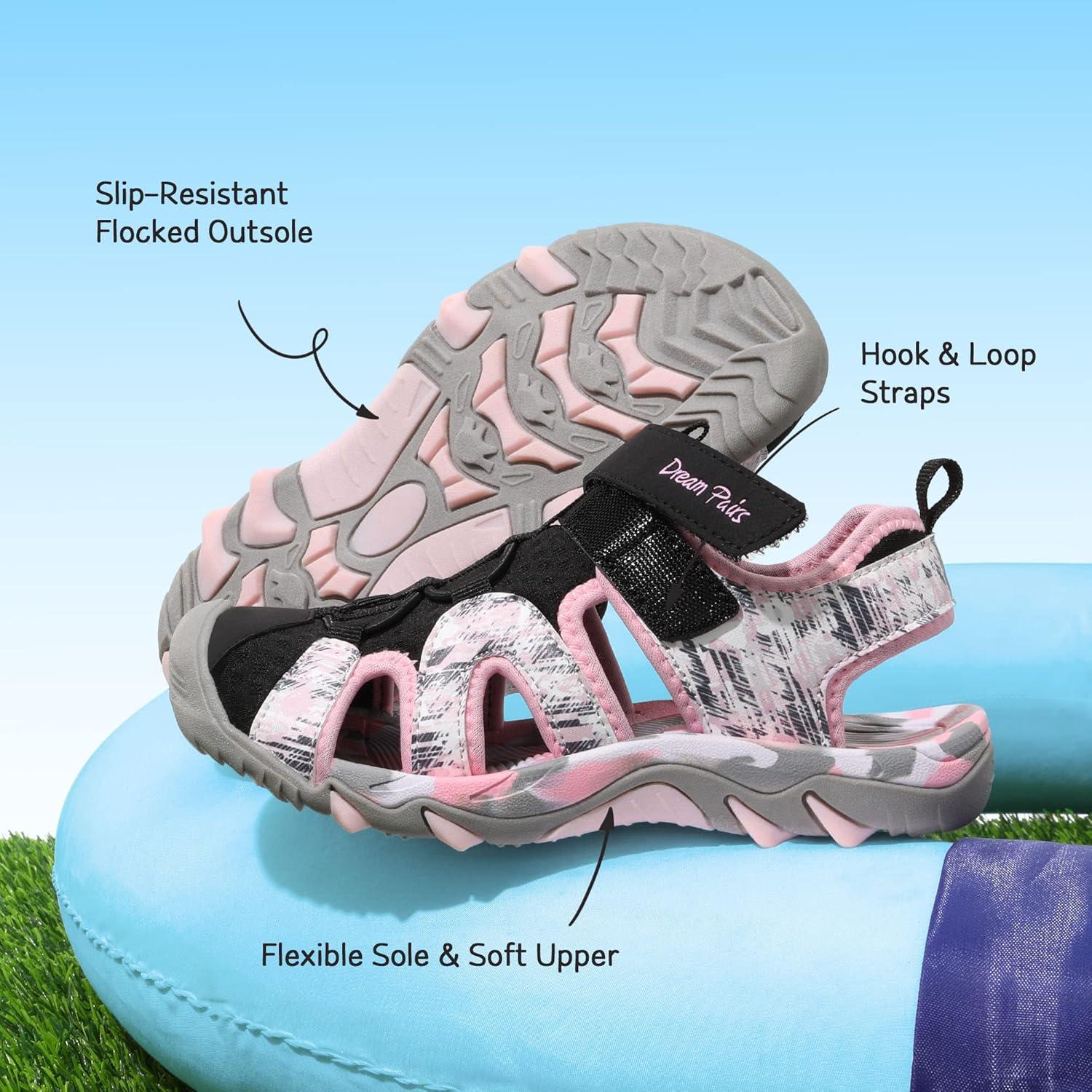 imageDREAM PAIRS Boys Girls Summer Outdoor Athletic Sport Sandals for ToddlerLittleBig KidPinkBlack