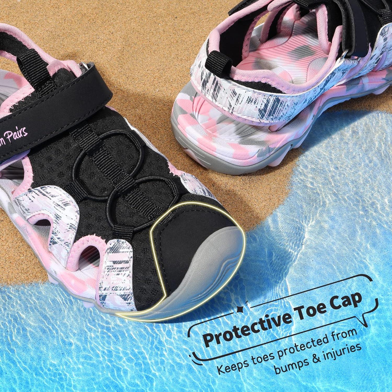 imageDREAM PAIRS Boys Girls Summer Outdoor Athletic Sport Sandals for ToddlerLittleBig KidPinkBlack