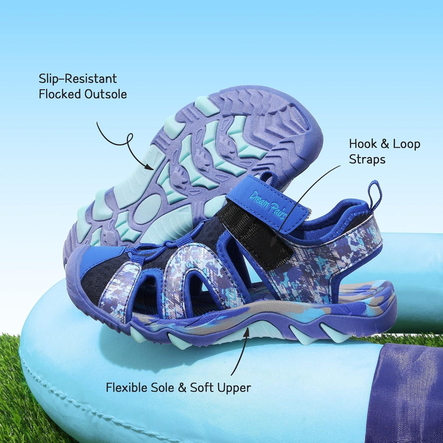imageDREAM PAIRS Boys Girls Summer Outdoor Athletic Sport Sandals for ToddlerLittleBig KidRoyal Blue