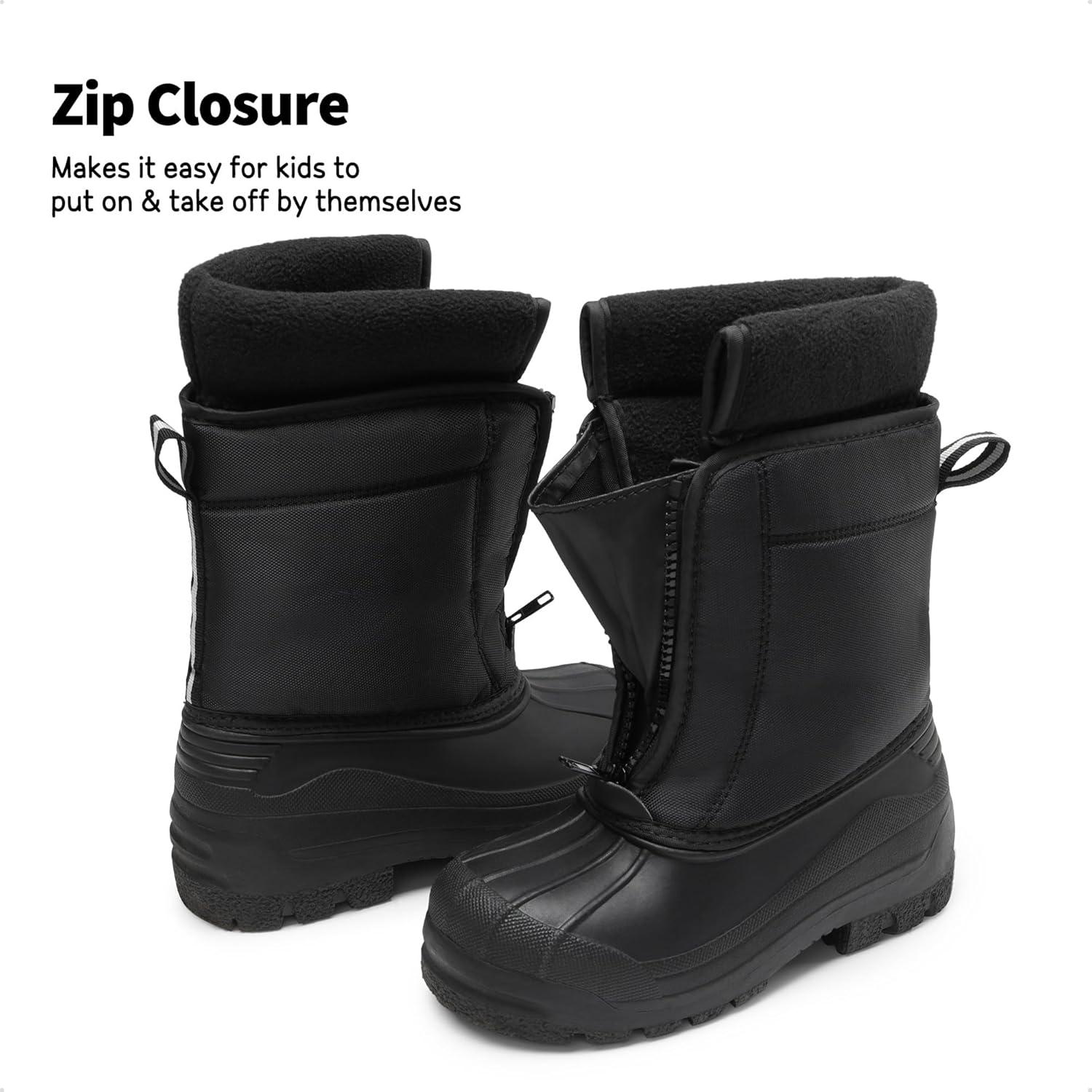 imageDREAM PAIRS Boys Girls Waterproof Winter Snow Boots for LittleBig KidsBlack