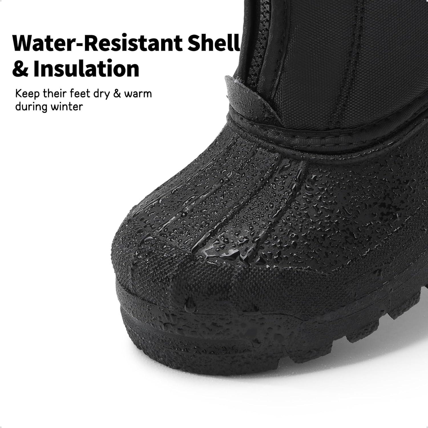 imageDREAM PAIRS Boys Girls Waterproof Winter Snow Boots for LittleBig KidsBlack