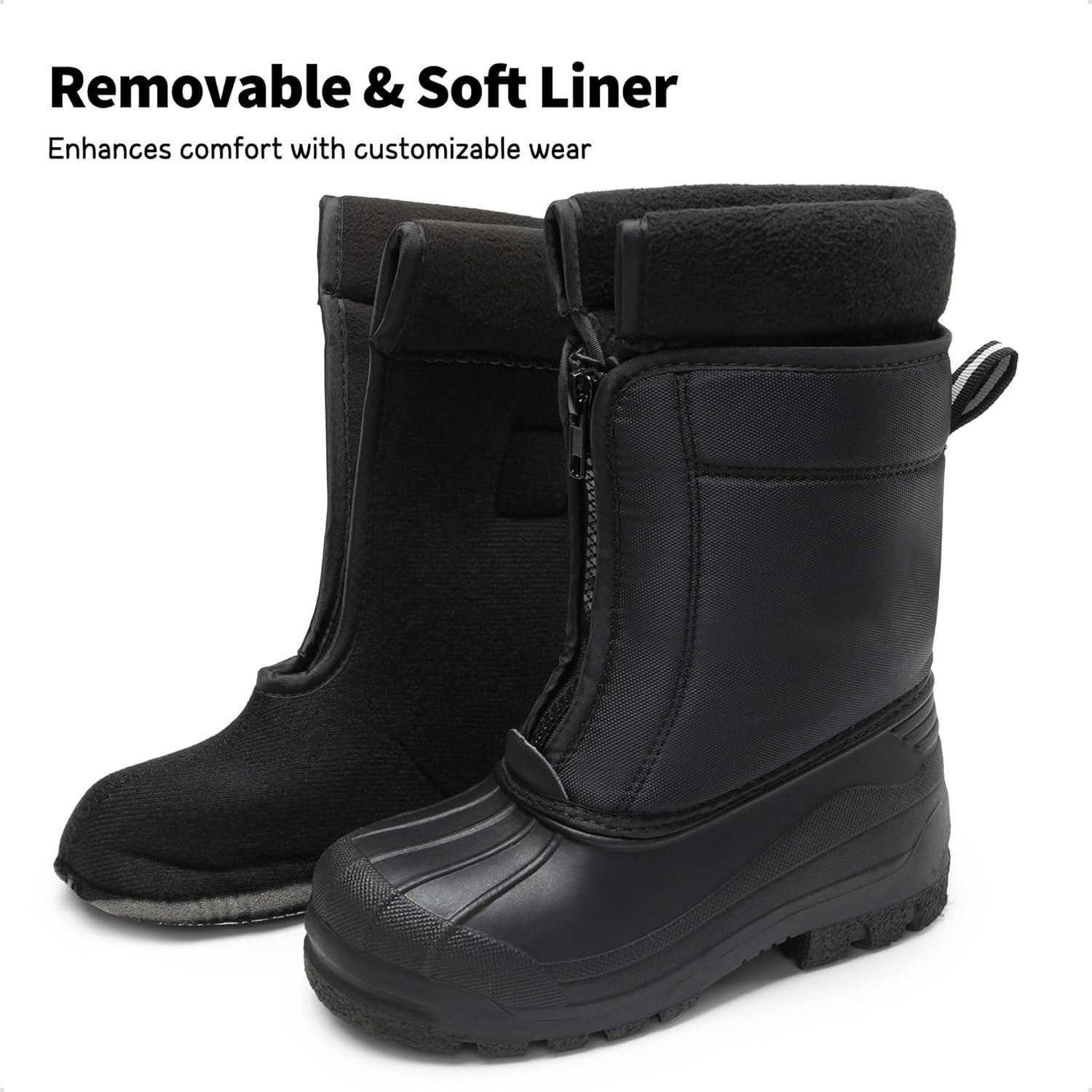 imageDREAM PAIRS Boys Girls Waterproof Winter Snow Boots for LittleBig KidsBlack