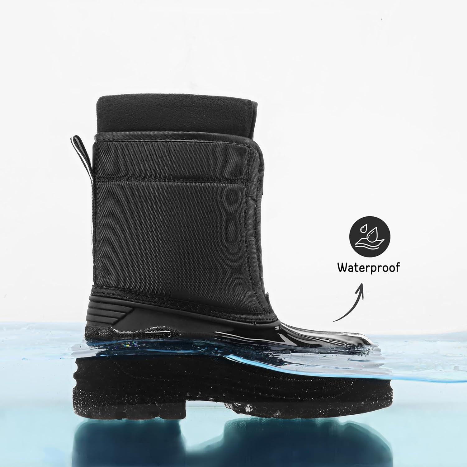 imageDREAM PAIRS Boys Girls Waterproof Winter Snow Boots for LittleBig KidsBlack