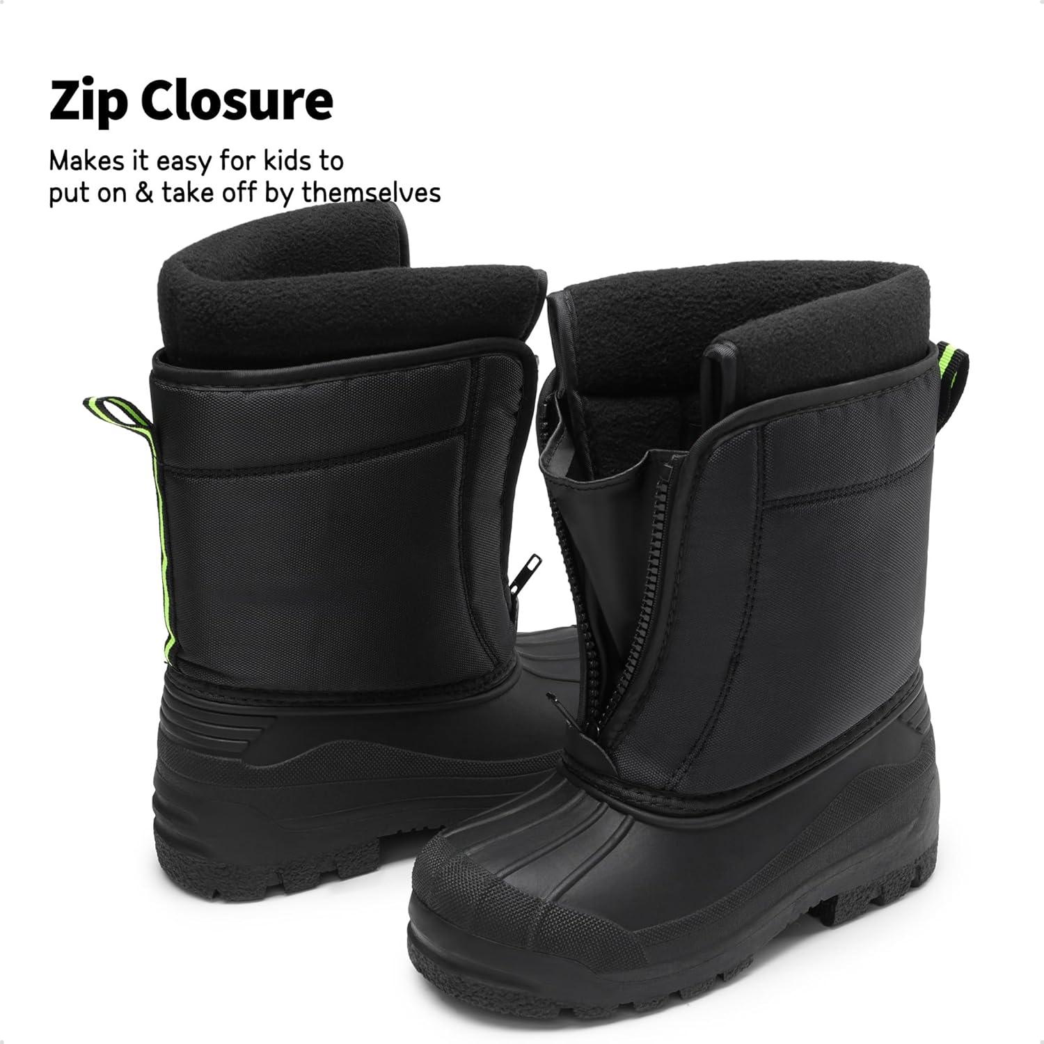 imageDREAM PAIRS Boys Girls Waterproof Winter Snow Boots for LittleBig KidsBlackNeonGreen