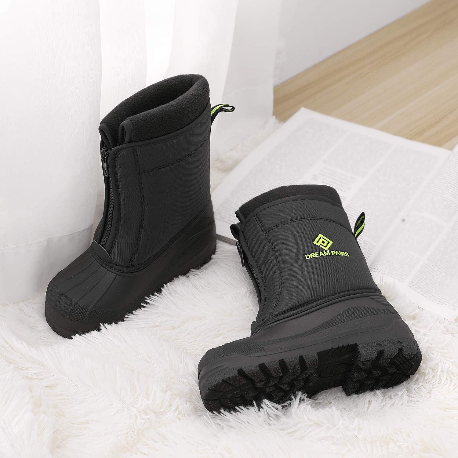 imageDREAM PAIRS Boys Girls Waterproof Winter Snow Boots for LittleBig KidsBlackNeonGreen