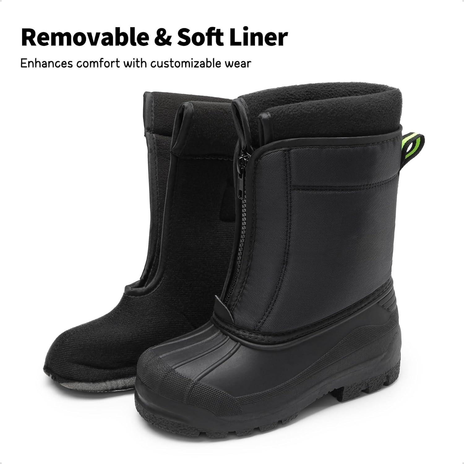 imageDREAM PAIRS Boys Girls Waterproof Winter Snow Boots for LittleBig KidsBlackNeonGreen