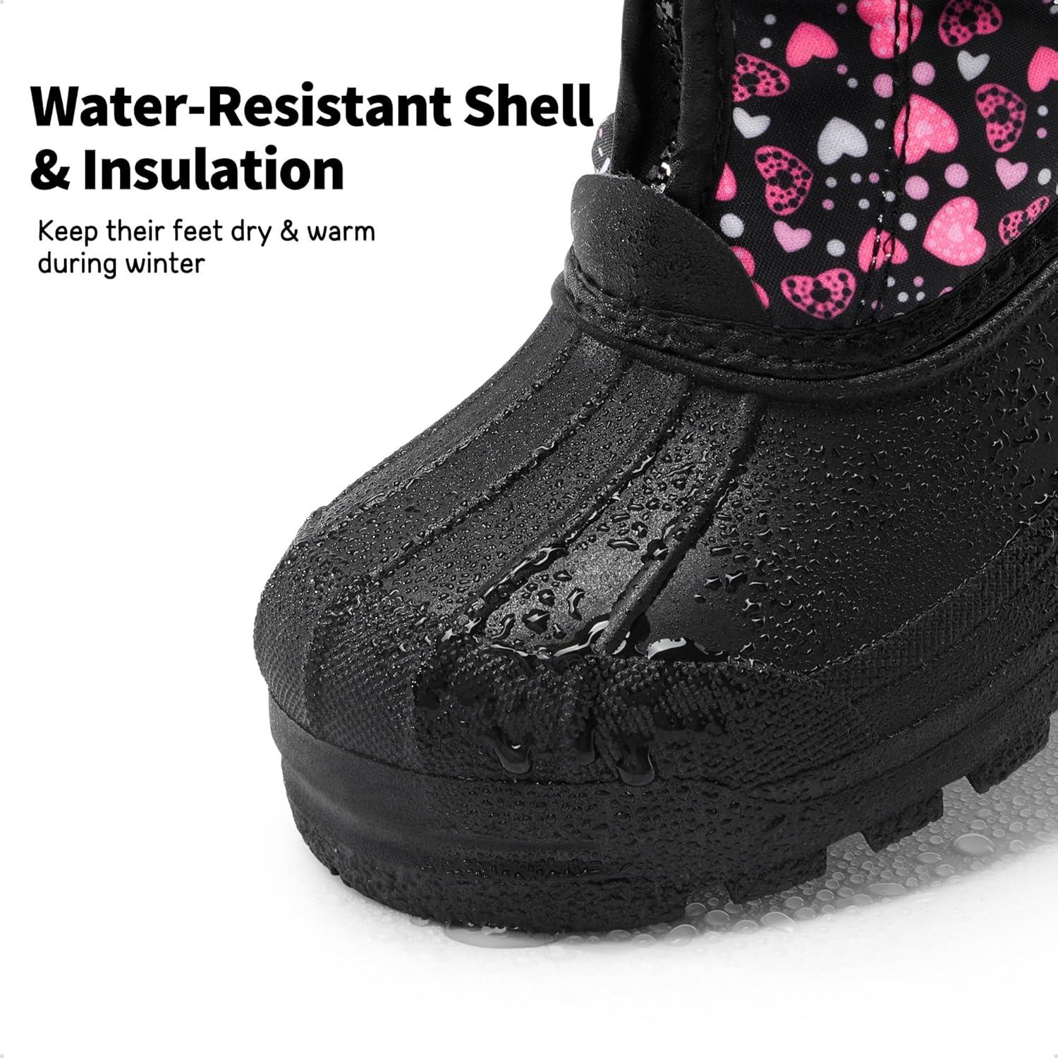 imageDREAM PAIRS Boys Girls Waterproof Winter Snow Boots for LittleBig KidsBlackPink