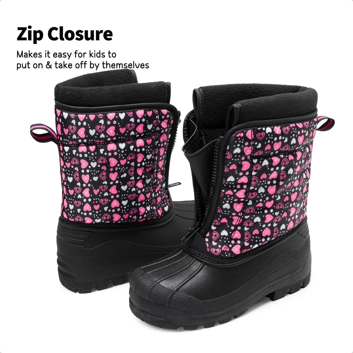 imageDREAM PAIRS Boys Girls Waterproof Winter Snow Boots for LittleBig KidsBlackPink